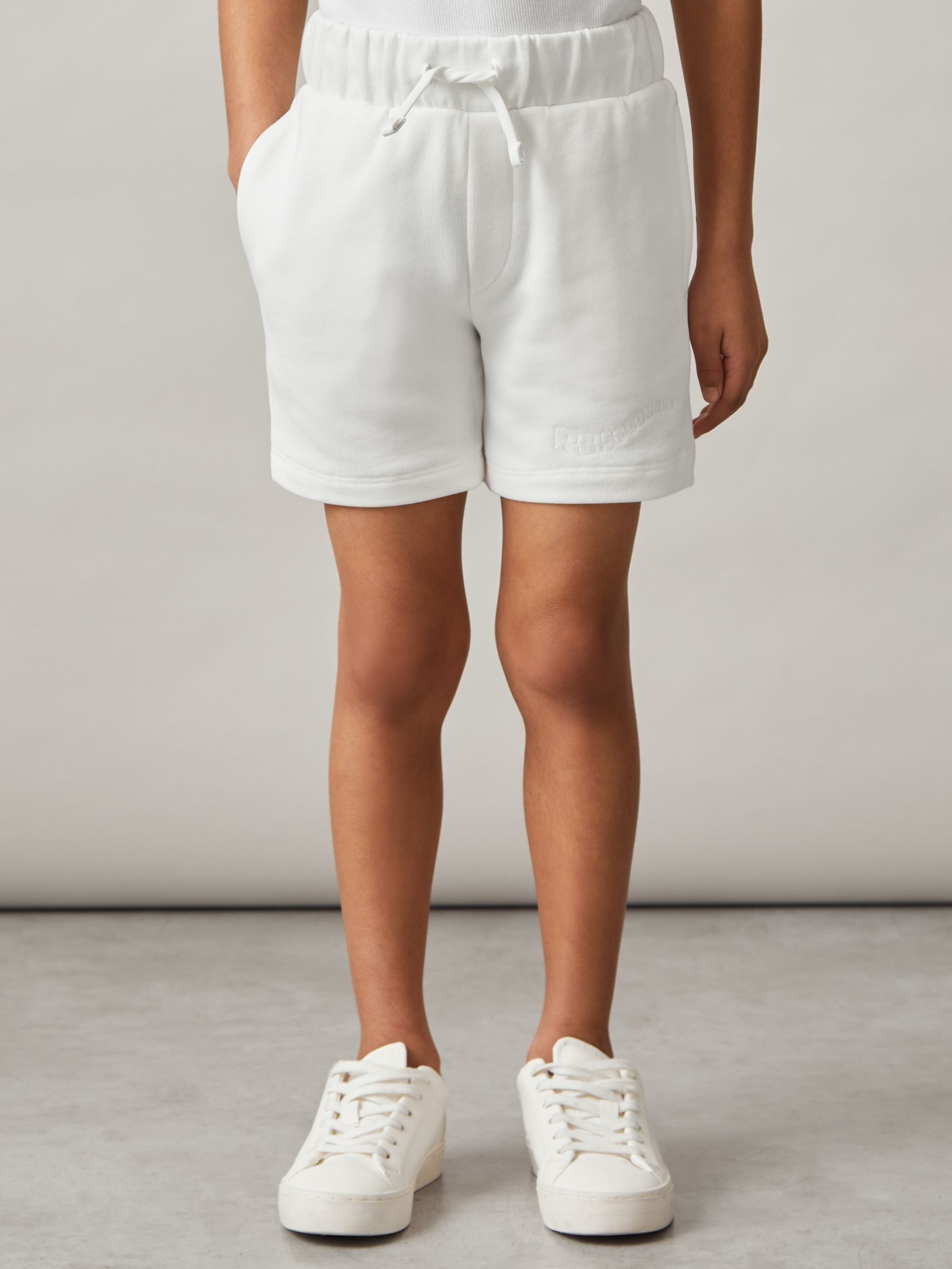 9-13 yrs Cotton Brand-Embroidered Shorts in Off White (F93807) | €45