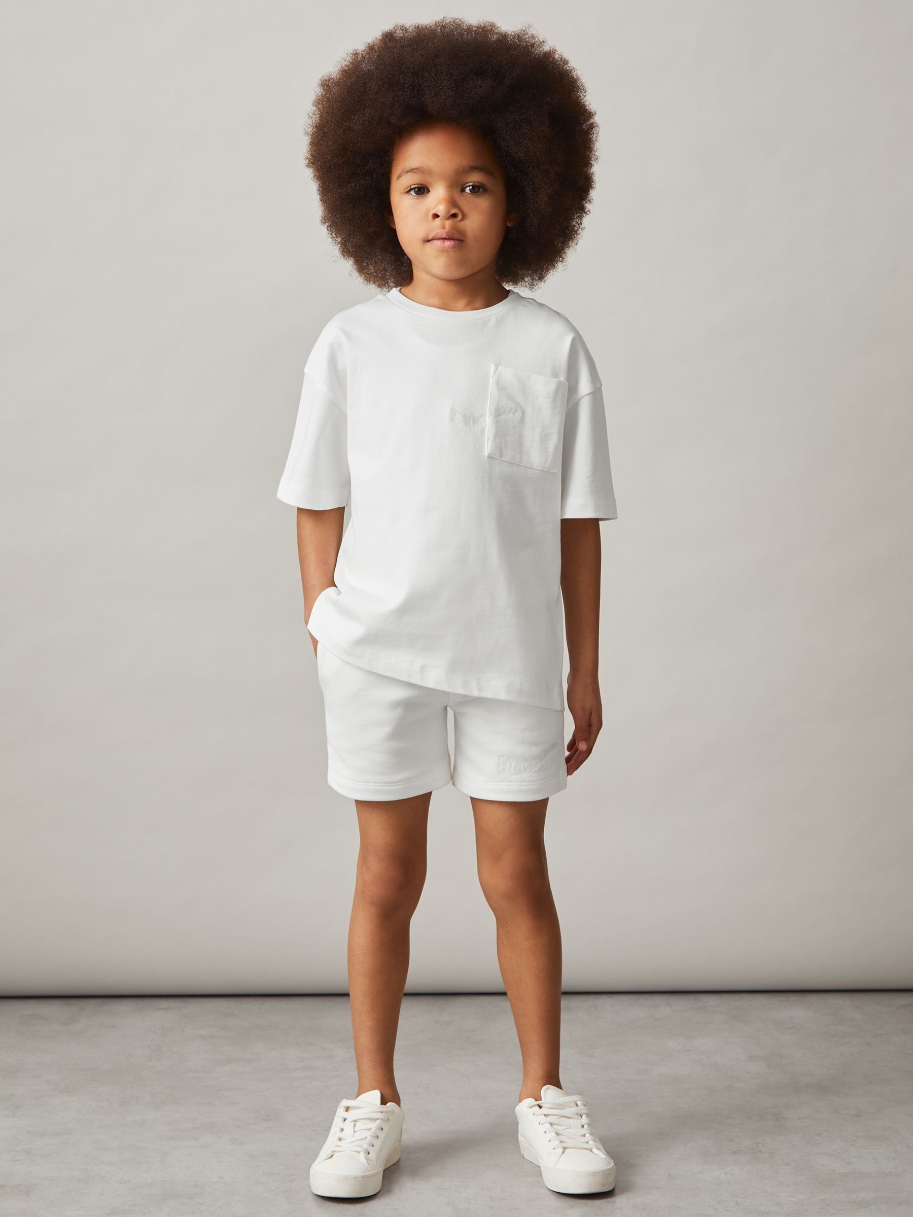 Cotton Palm-Embroidery Oversize T-Shirt in Off White (F93808) | €30