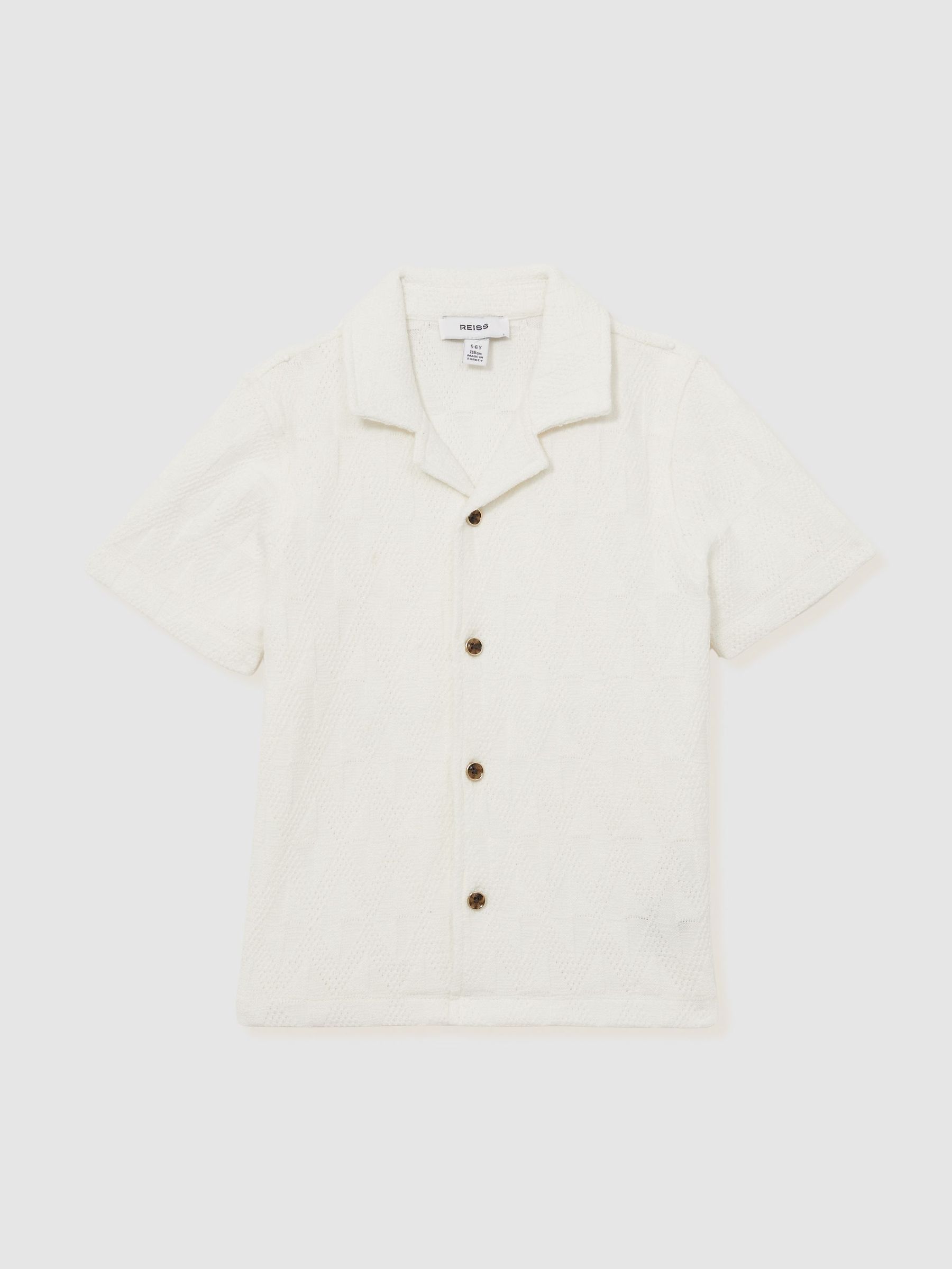 Stretch-Cotton Textured Shirt in Off White (F93819) | €55