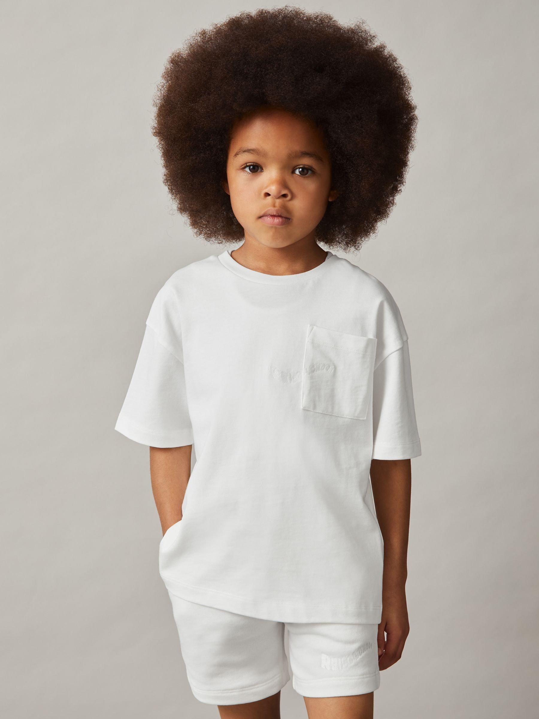 Cotton Palm-Embroidery Oversize T-Shirt in Off White (F93831) | €35