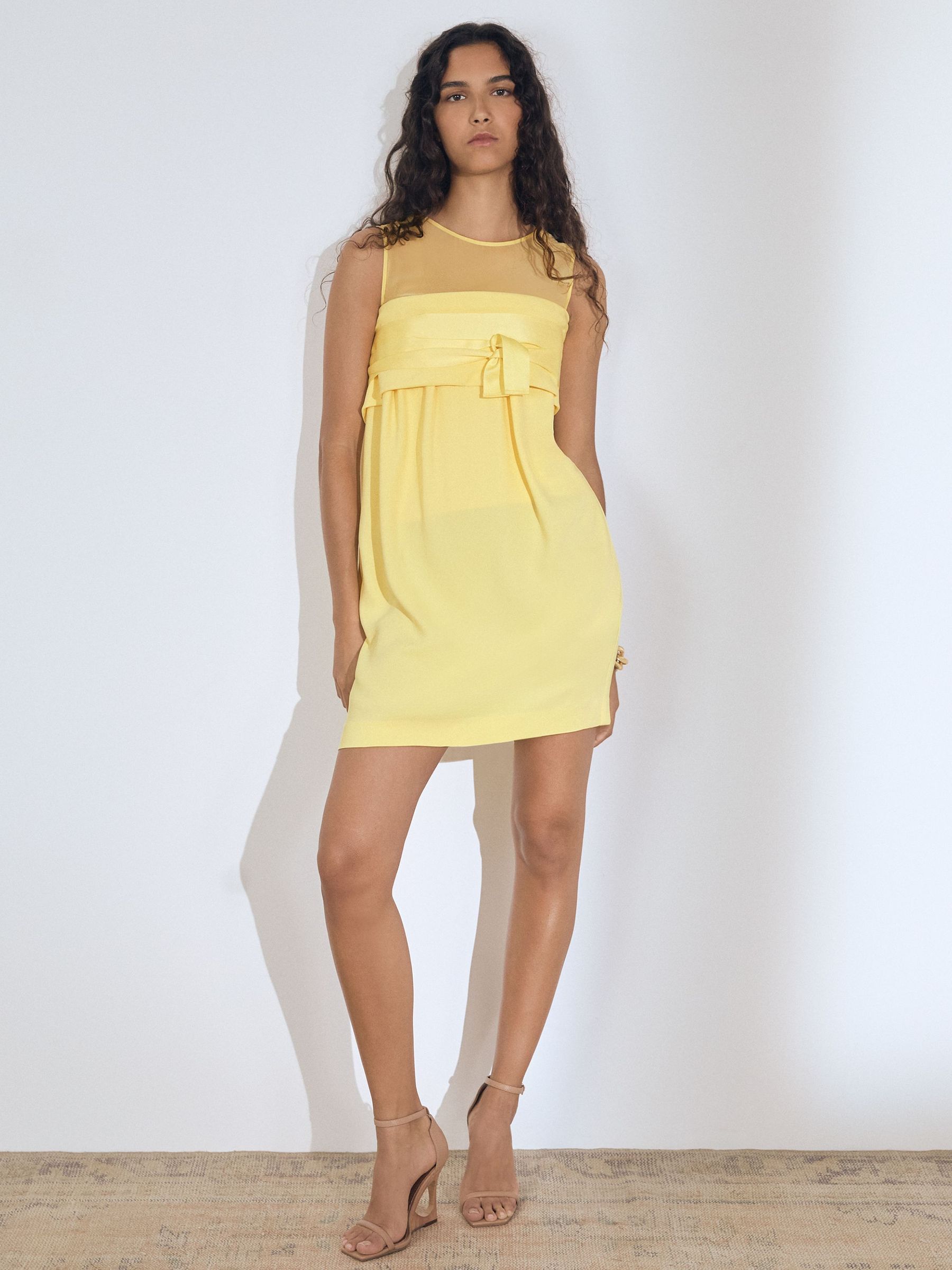Atelier Ribbon-Tie Corset Shift Dress in Lemon (F94036) | €565