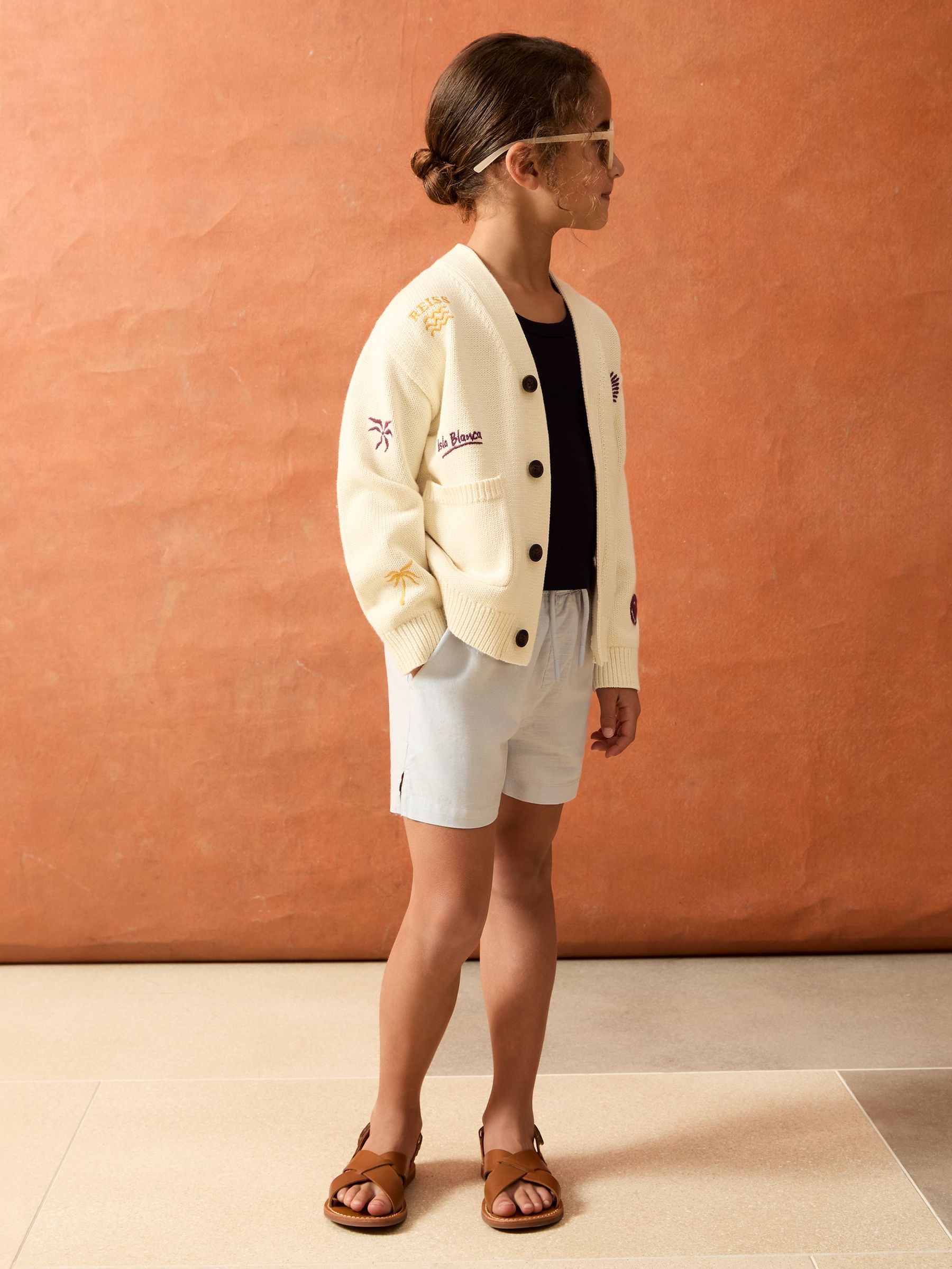 4-9 yrs SmileyWorld | Reiss Embroidery Cardigan Unisex Fit in Off White (F96442) | CHF 90