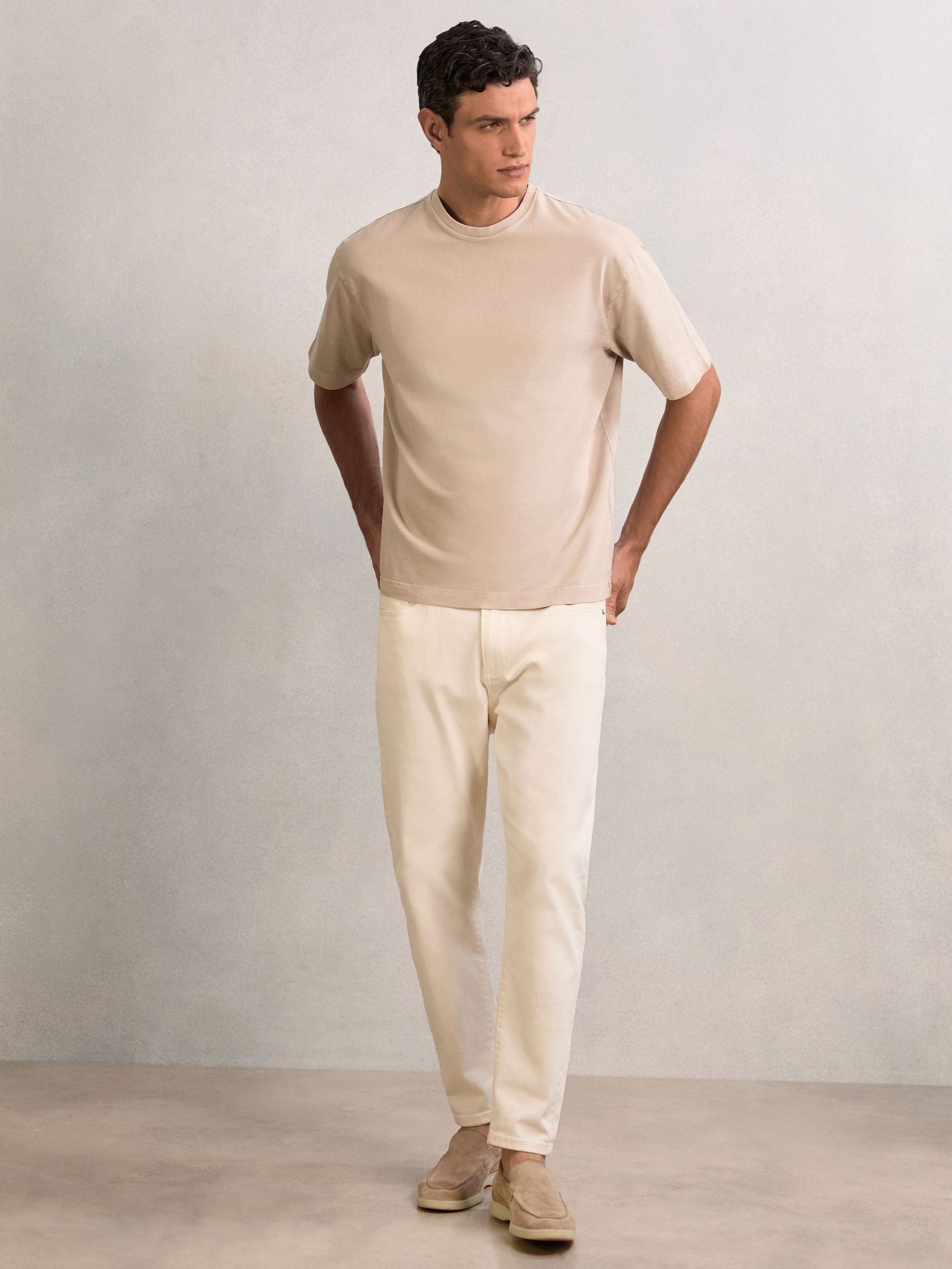 Cotton Garment-Dyed Oversize T-Shirt in Oatmeal (F96458) | €49