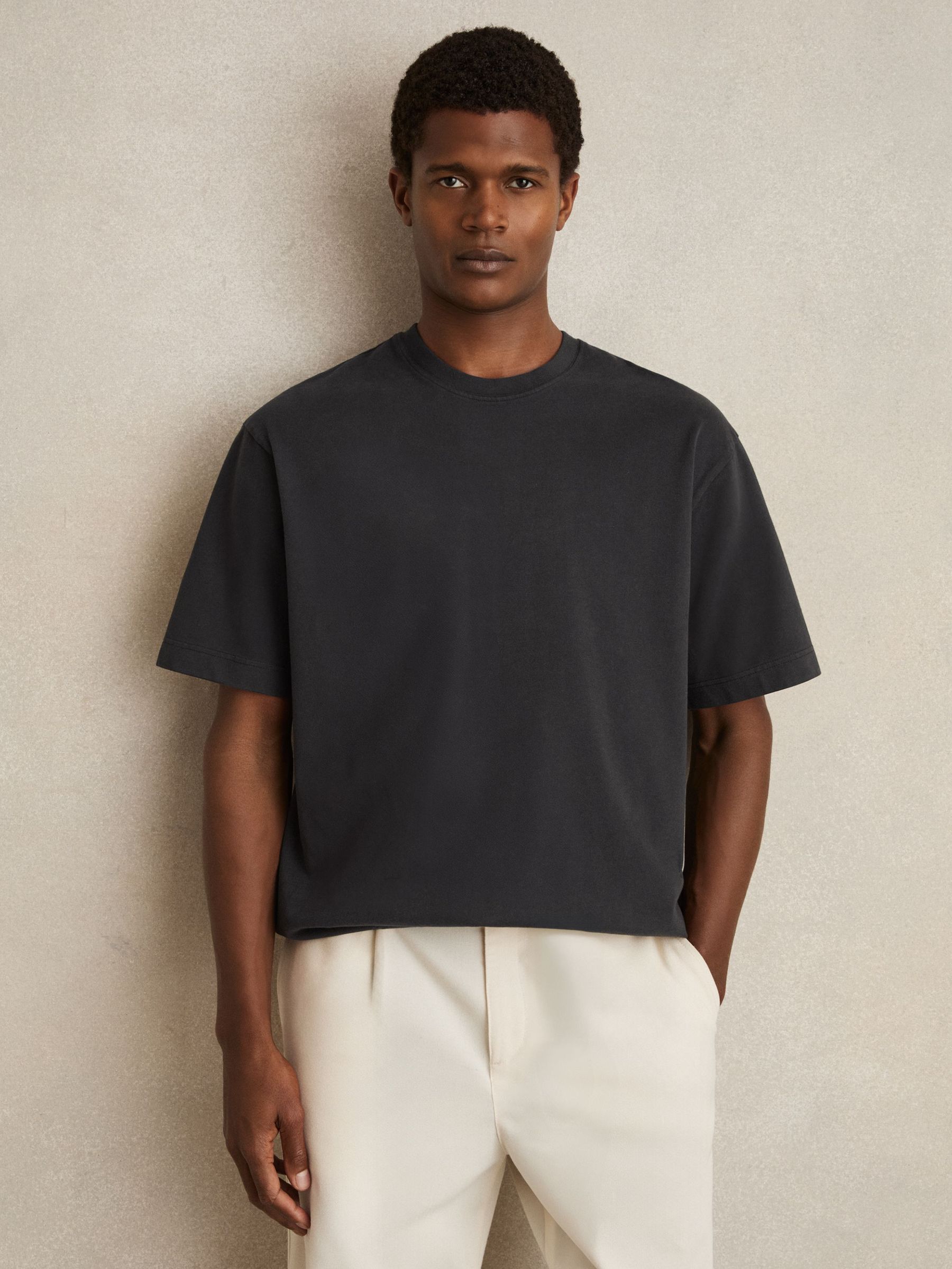 Cotton Garment-Dyed Oversize T-Shirt in Washed Black (F96467) | €85