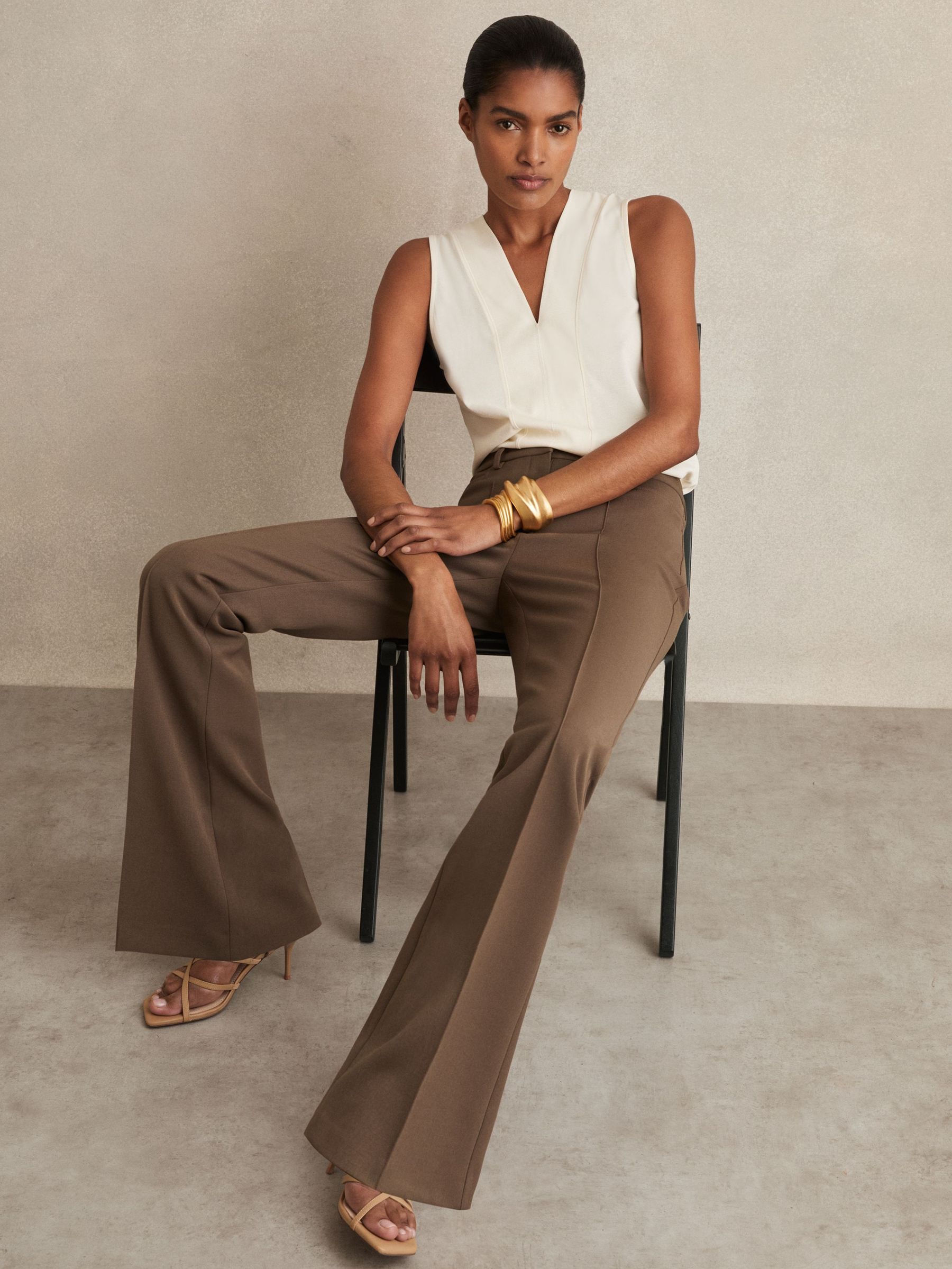 Flared Suit Trousers in Mink Neutral (F96481) | US$180