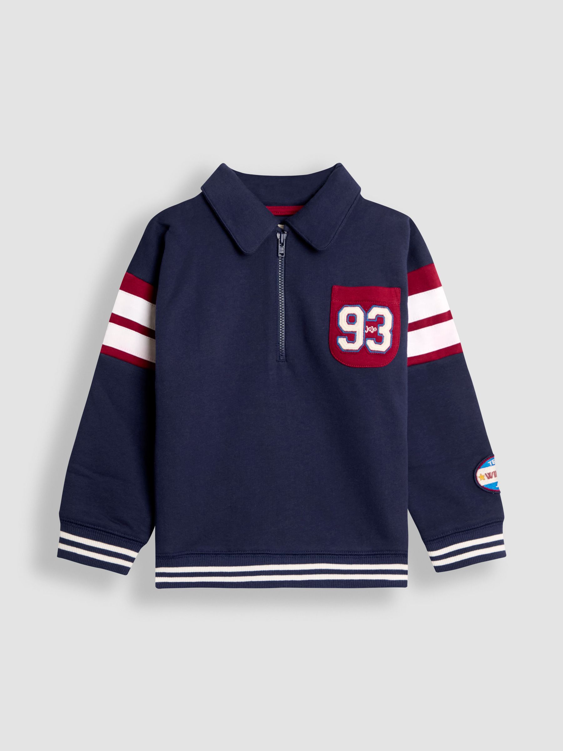 Navy Blue Varsity Half-Zip Sweatshirt (F96701) | $43 - $48