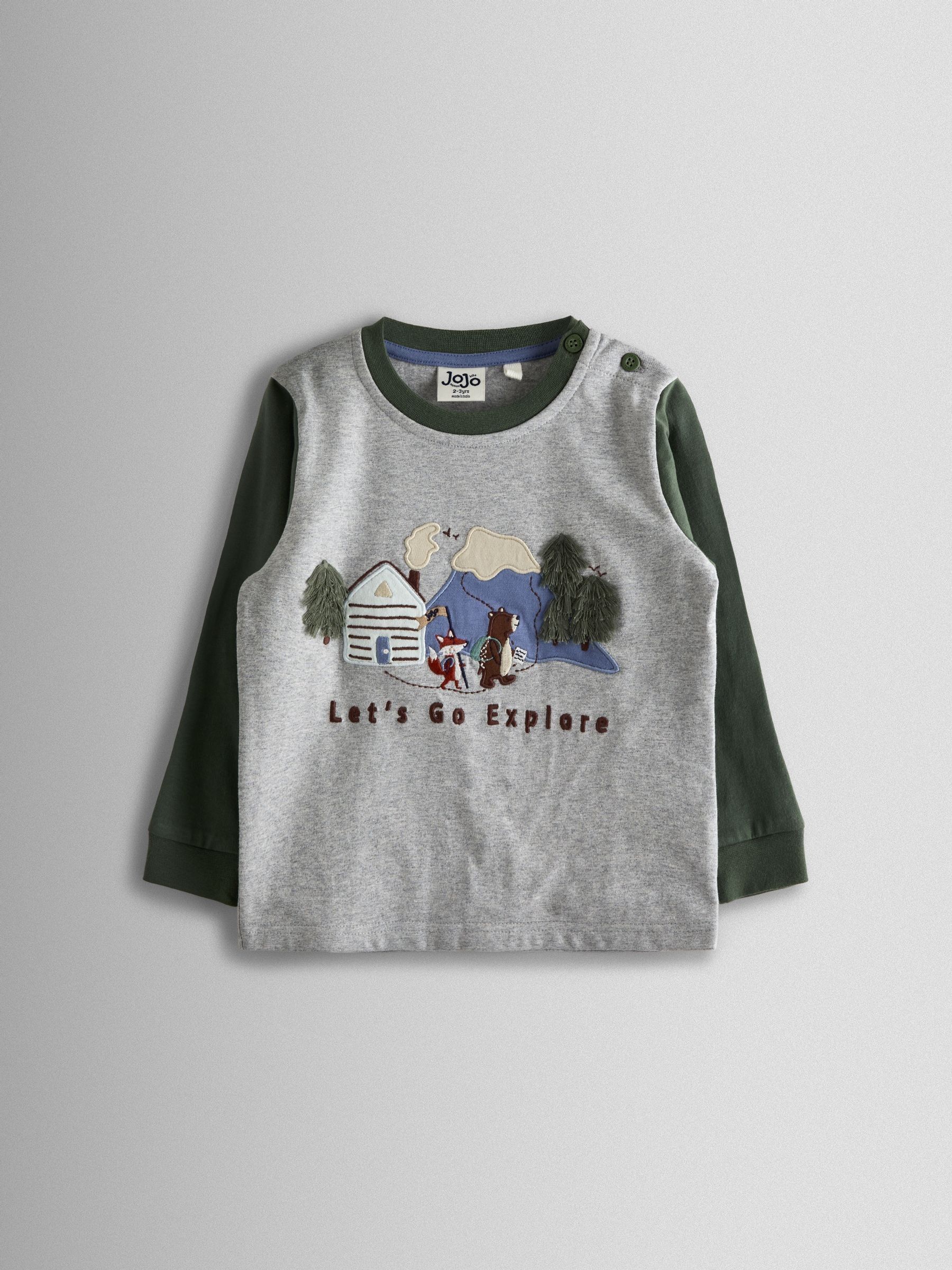 Khaki Green Lets Go Explore Appliqué Top (F96717) | $26 - $31