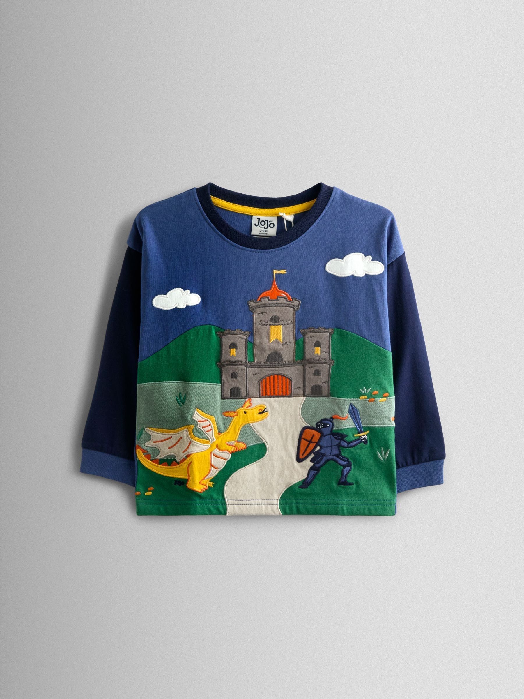 Indigo Blue Dragon Appliqué Scene Top (F96721) | $29 - $34