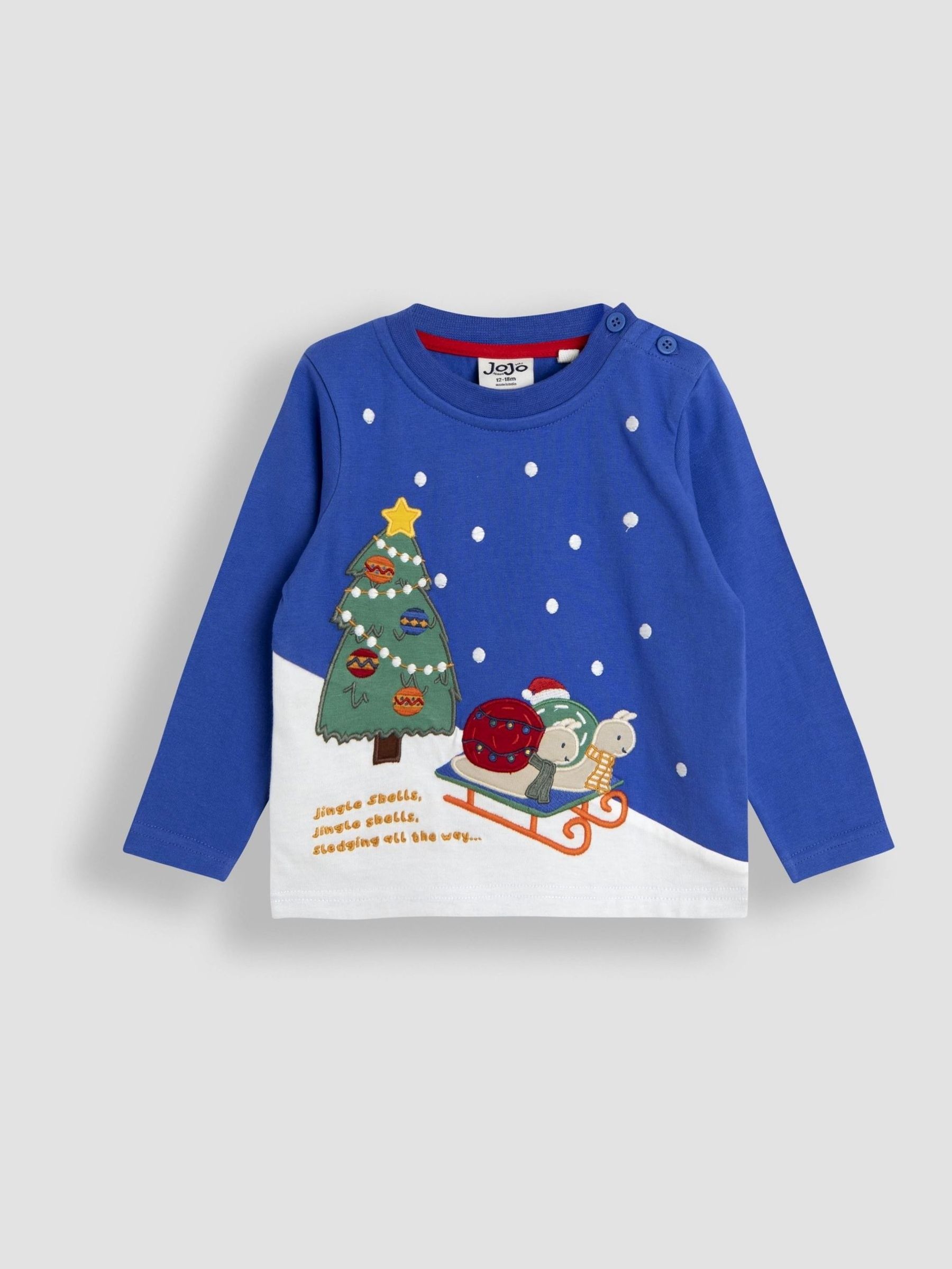 Blue Snail Christmas Scene Appliqué Top (F96768) | $29 - $33