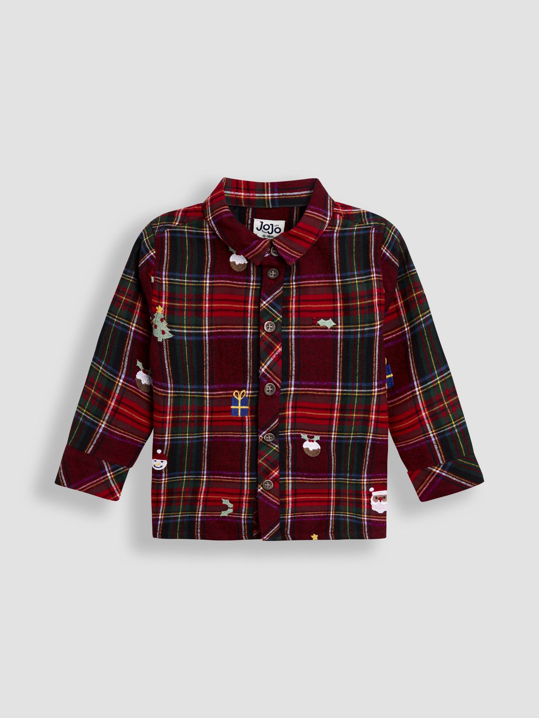 Red Embroidered Check Christmas Shirt (F96790) | $39 - $45