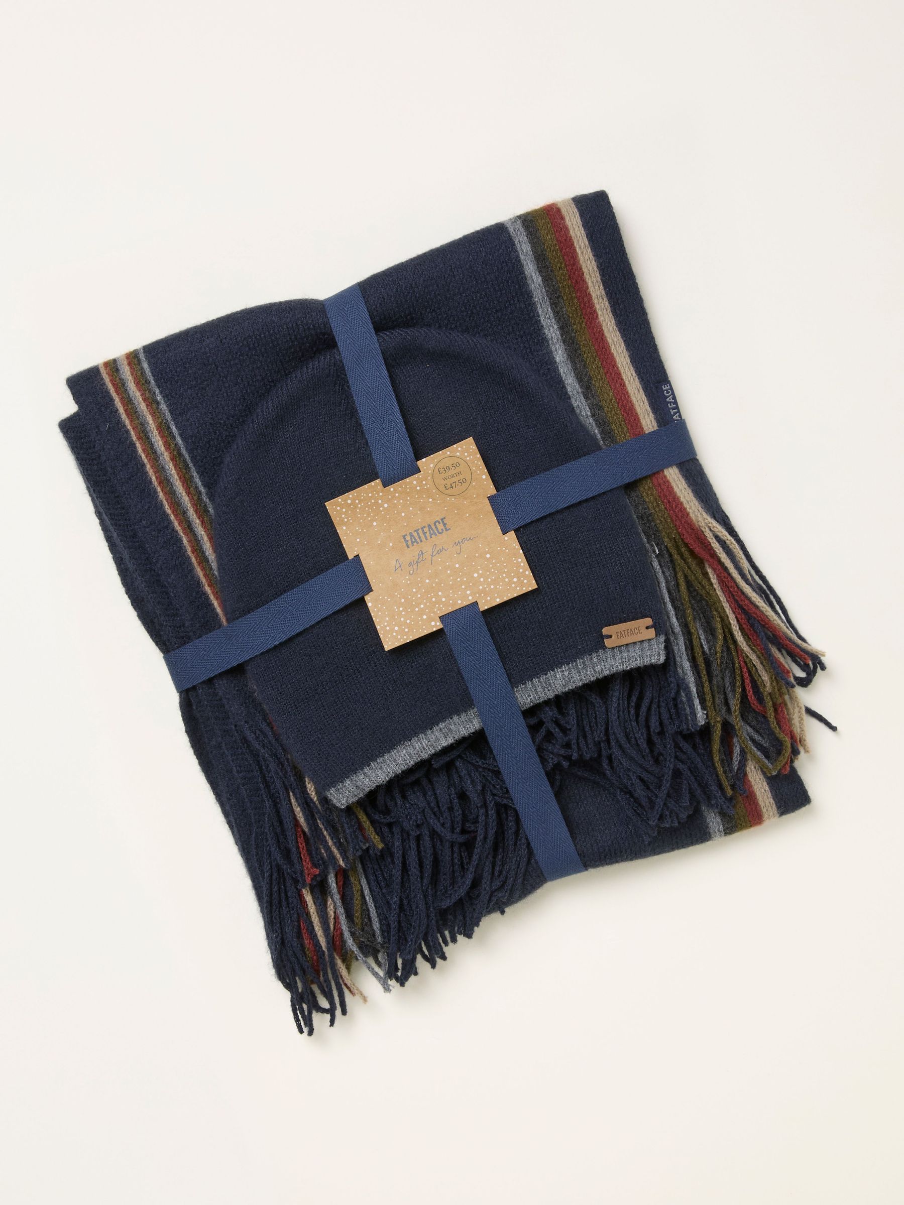 Navy Hat and Stripe Scarf Gift Set (F97634) | $68