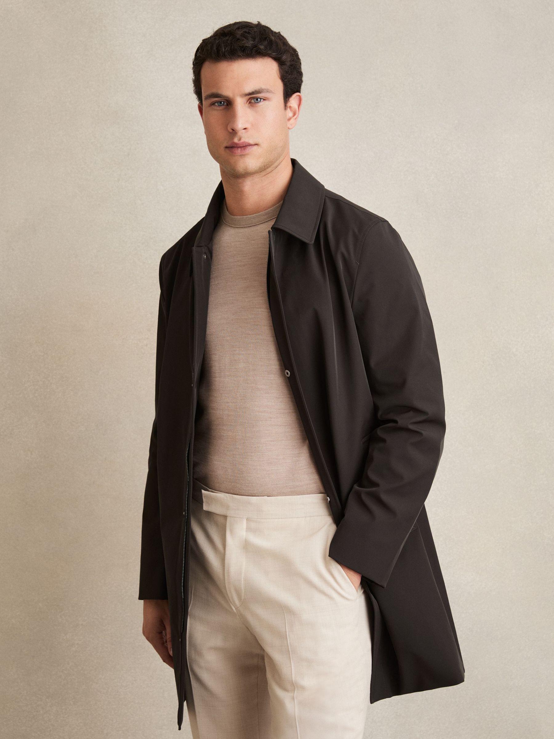 Removable Gilet Hybrid Overcoat in Brown (F97723) | €425