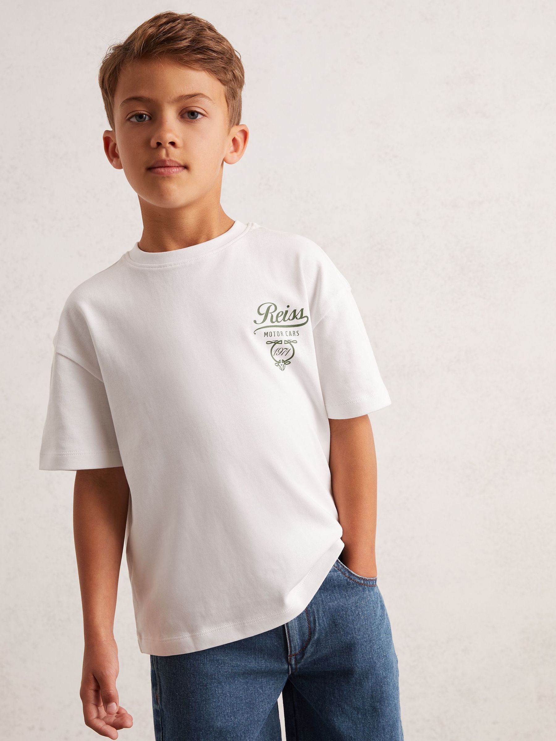 3-9 yrs Cotton Motor Cars-Print T-Shirt in White/Green (F97726) | €25