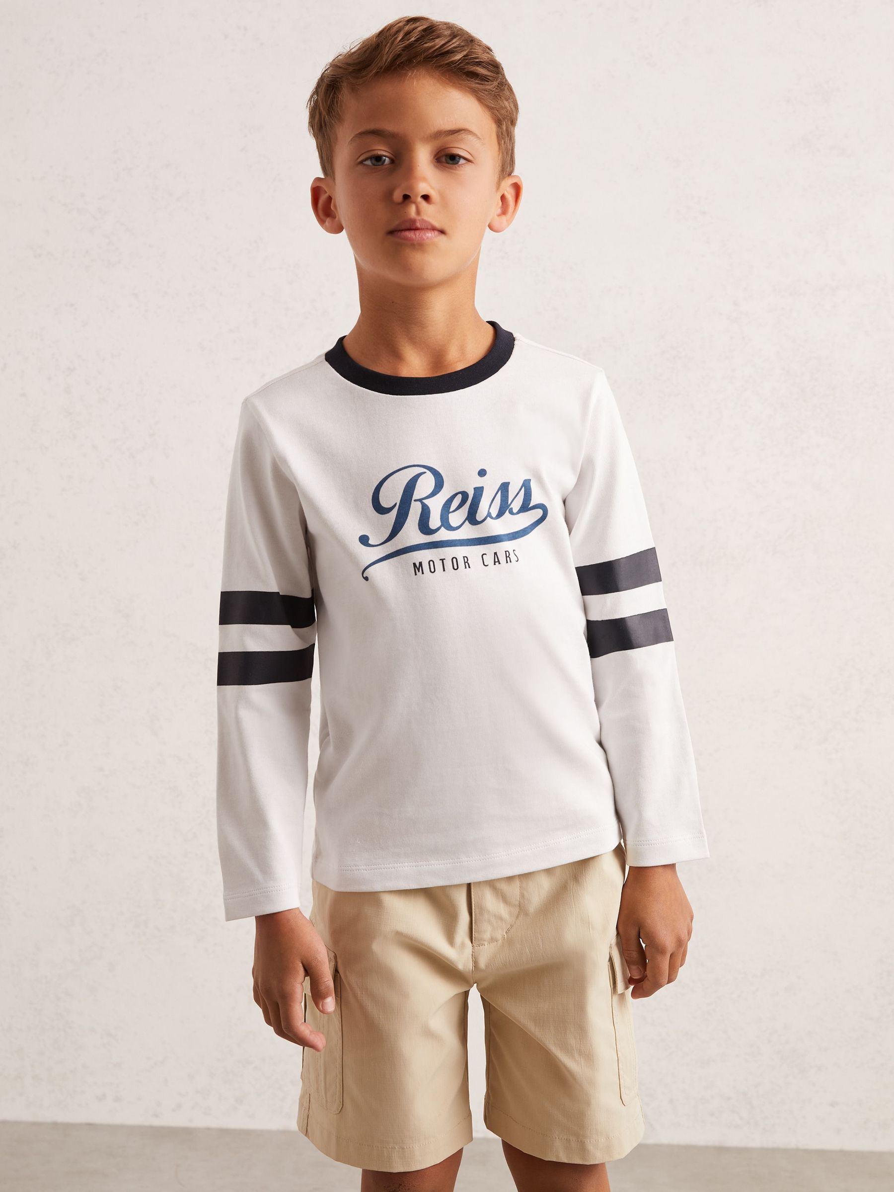 9-13 yrs Cotton Motor Cars Logo T-Shirt in White/Blue (F97738) | €30