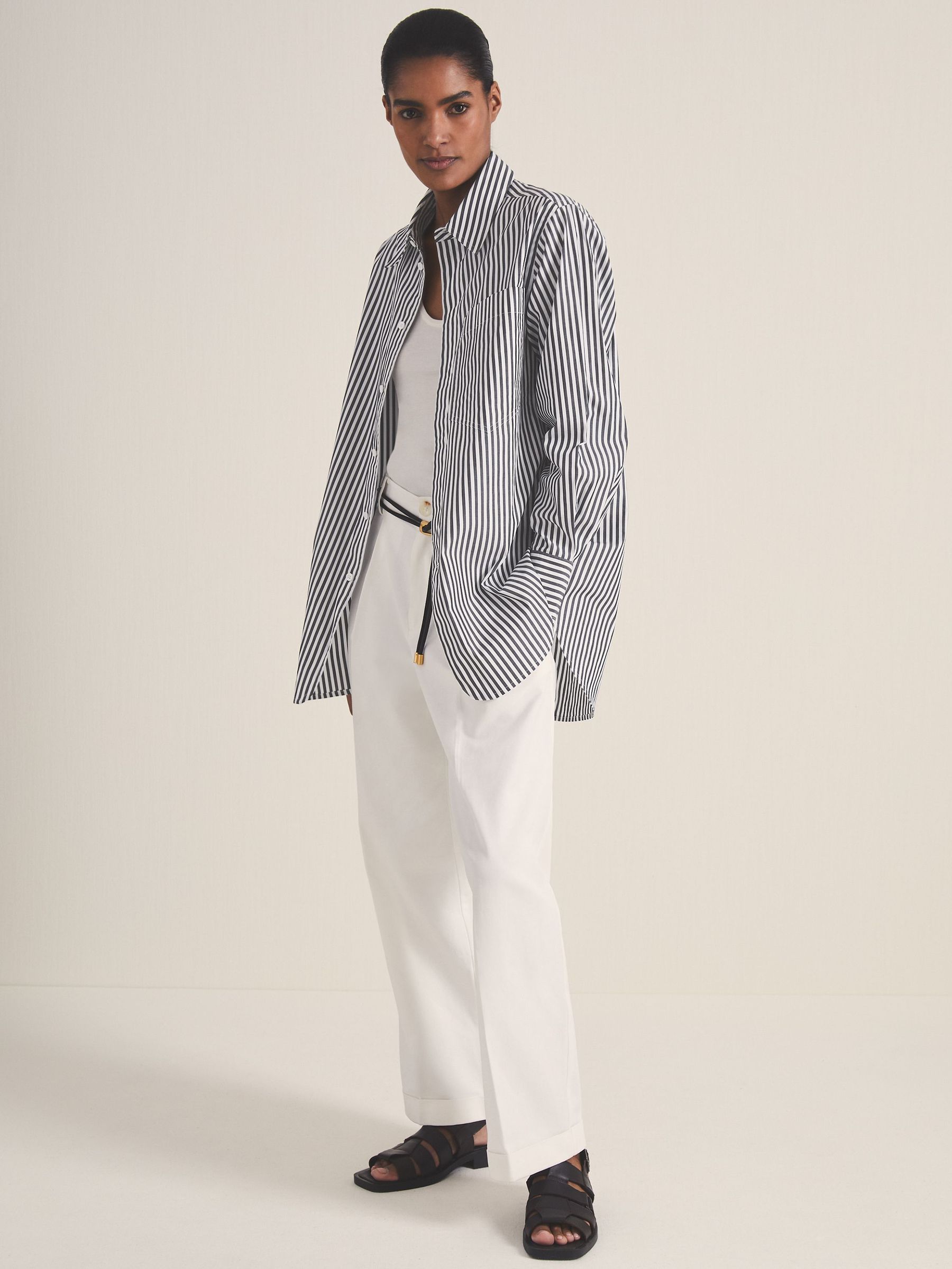 Reiss | Les 100 Ciels Stripe Shirt in White/Navy (F97751) | US$215