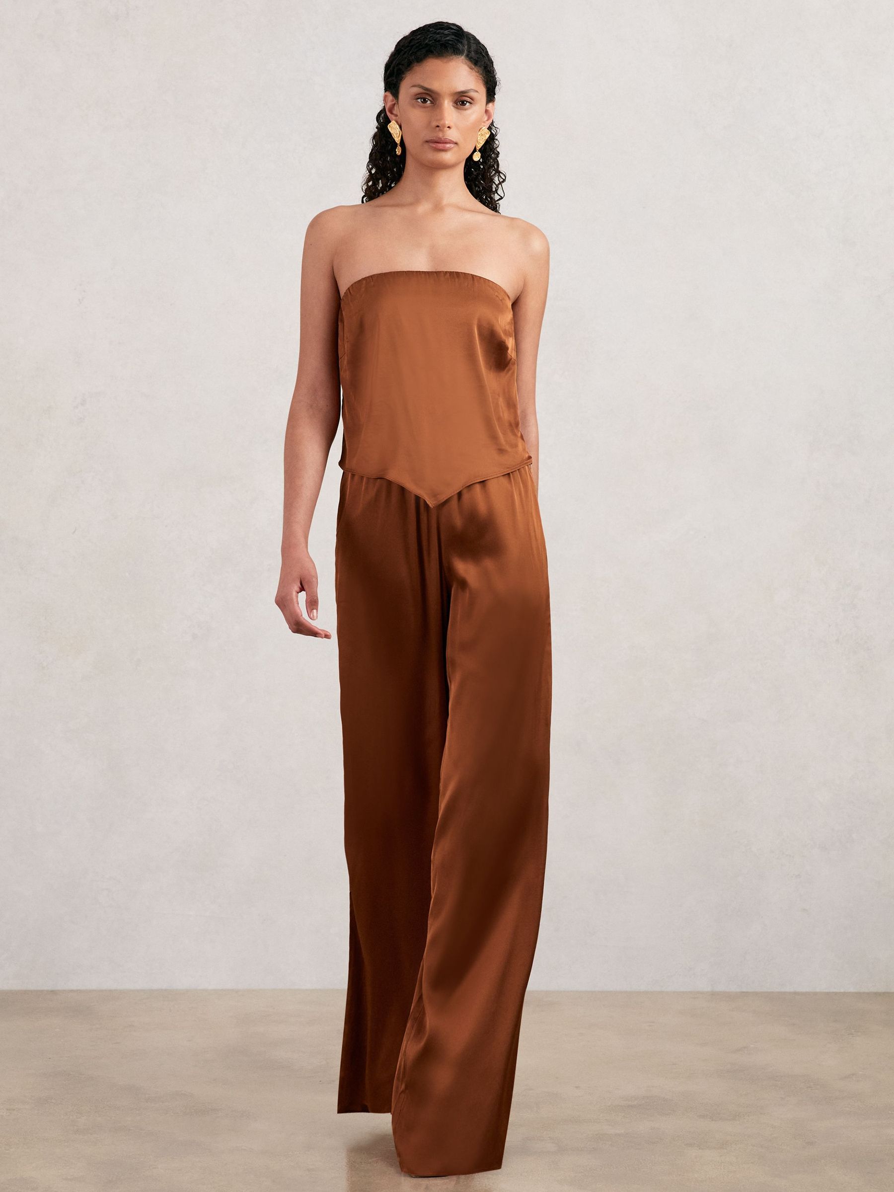 Satin Pull-On Trousers in Copper (F97761) | €240