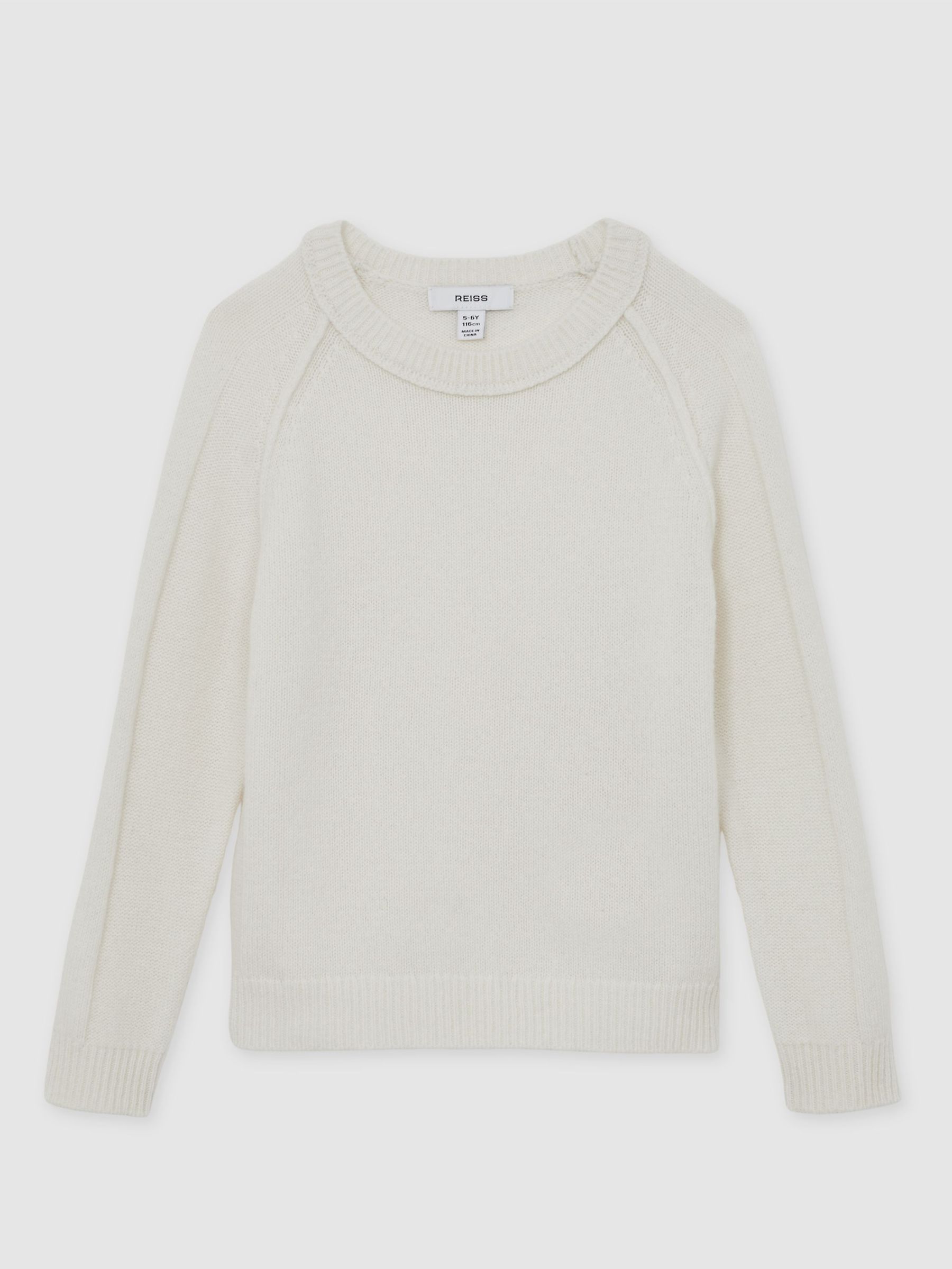 13-14 yrs Wool-Cashmere Reverse-Seam Jumper in Off White (F97768) | $75