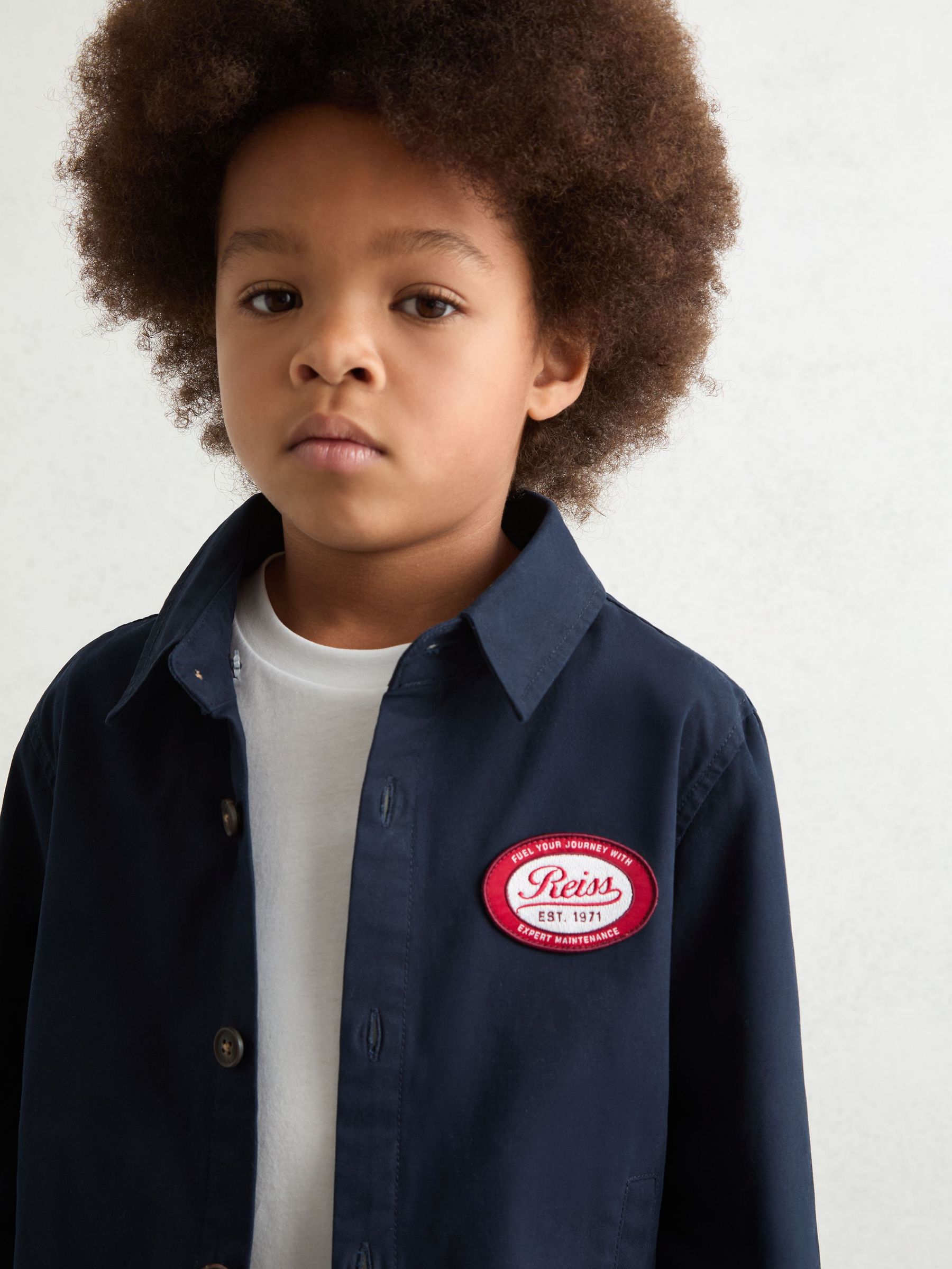 Cotton Removable-Hood Motor Cars Jacket in Navy (F97776) | 295 QAR
