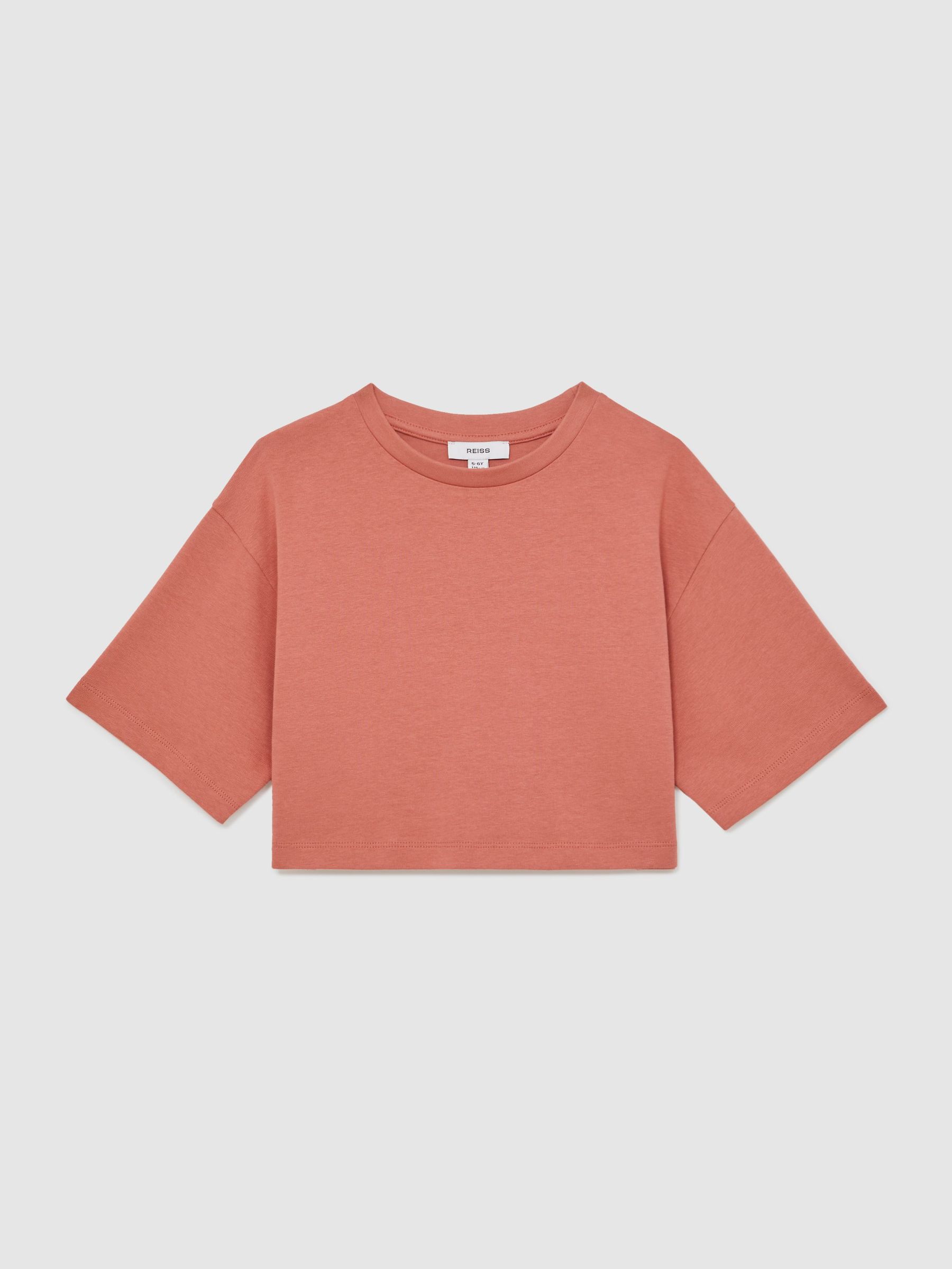 13-14 yrs Cotton Oversized Cropped T-Shirt in Rose (F97801) | $30