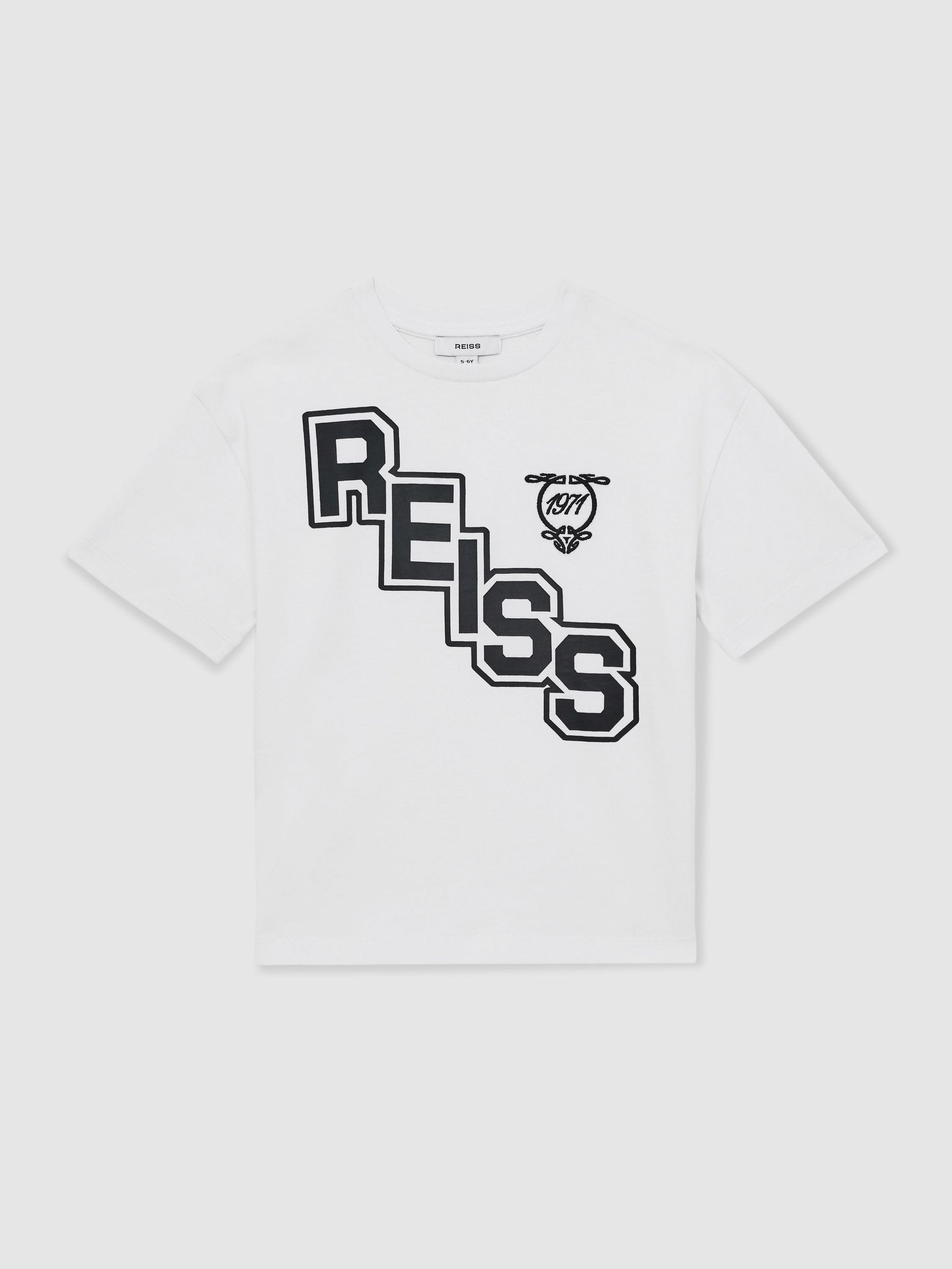 13-14 yrs Cotton Oversized Logo T-Shirt in White/Navy (F97811) | €30