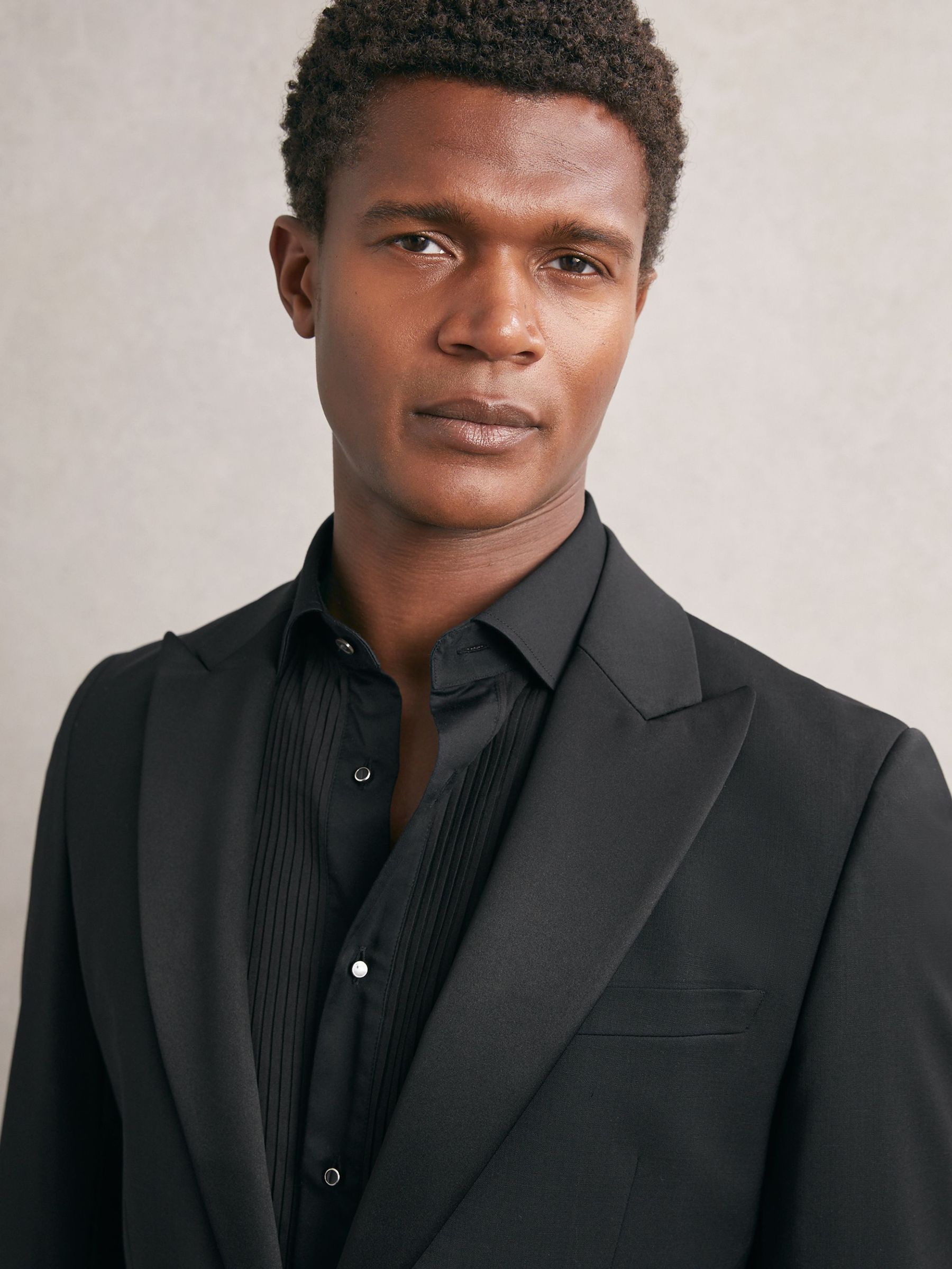 Slim Fit Cotton Dinner Shirt in Black (F97820) | $195