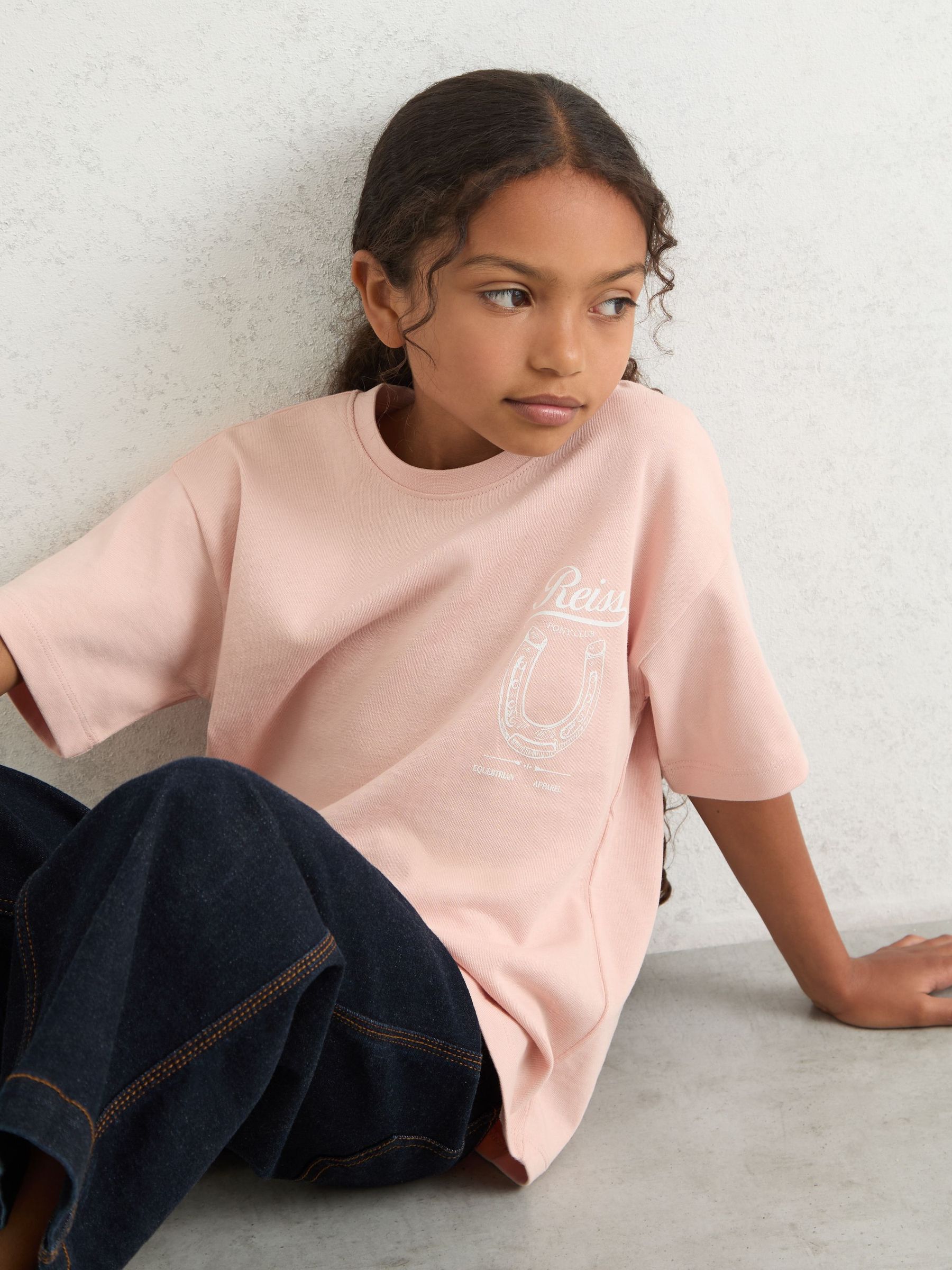 9-13 yrs Cotton Pony Club Print T-Shirt in Pink (F97849) | $34