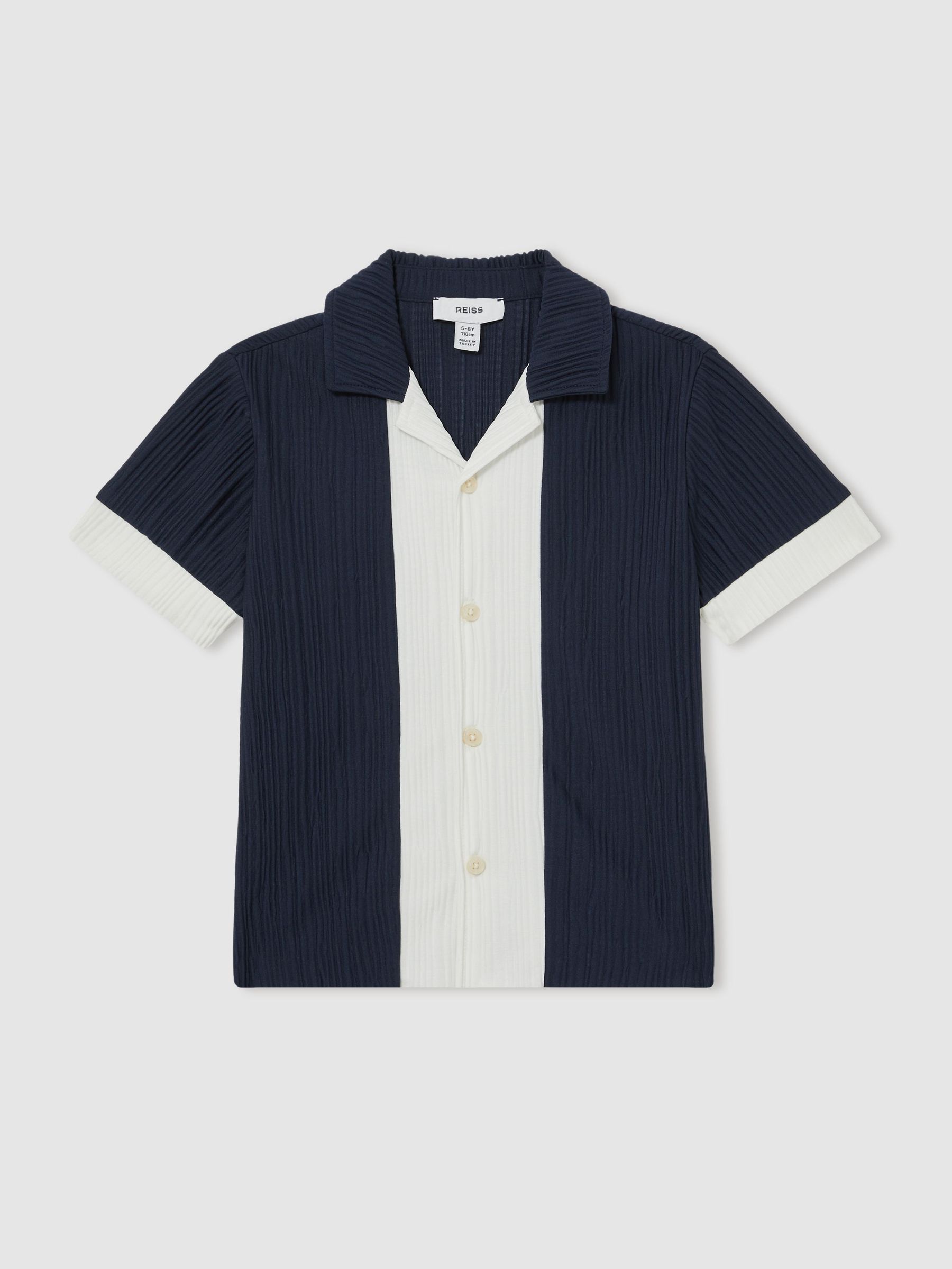 Plissé Colour-Block Shirt in Navy/White (F97860) | €55
