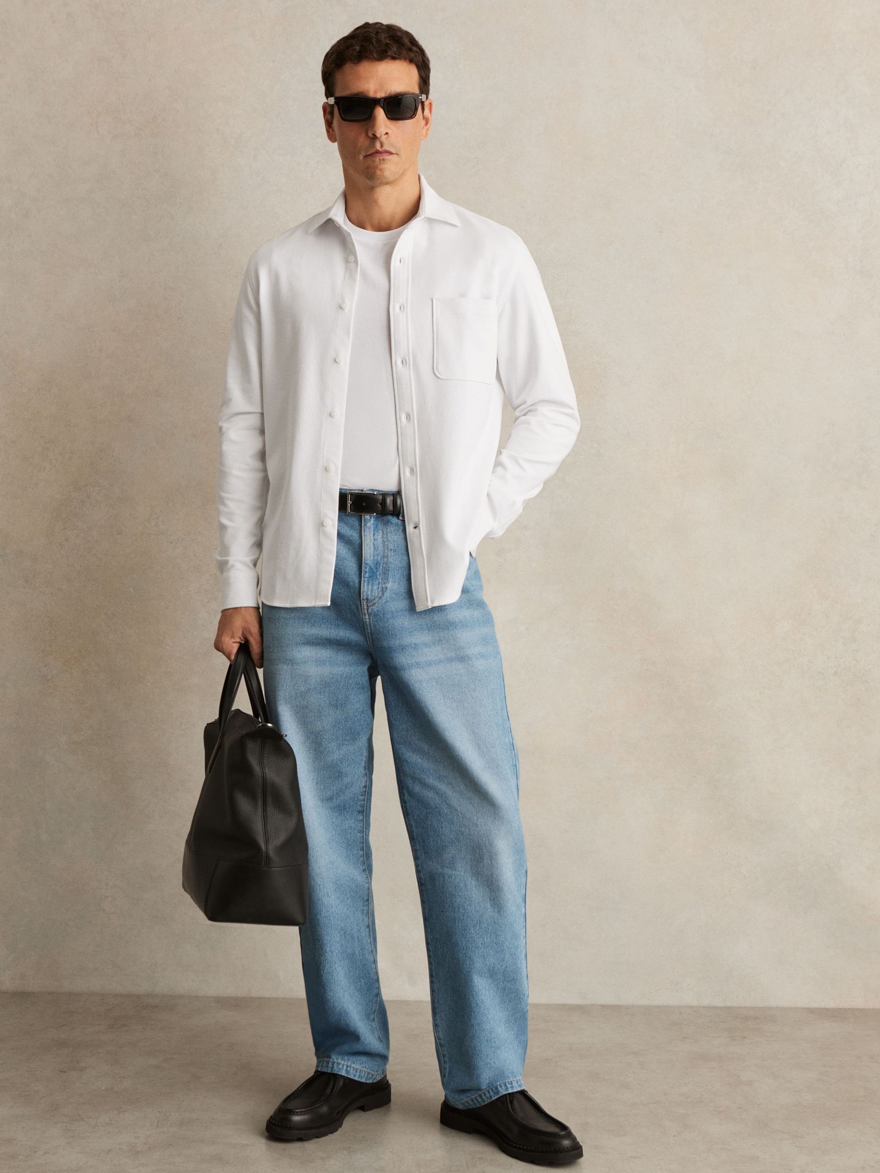 Cotton-Twill Cutaway-Collar Overshirt in White (F97867) | €145