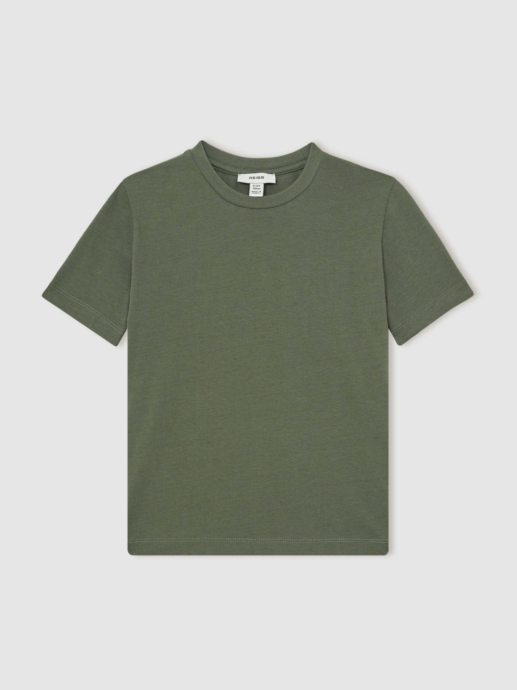 13-14 yrs Cotton-Blend Jersey Crew-Neck T-Shirt in Dark Sage (F97876) | US$25
