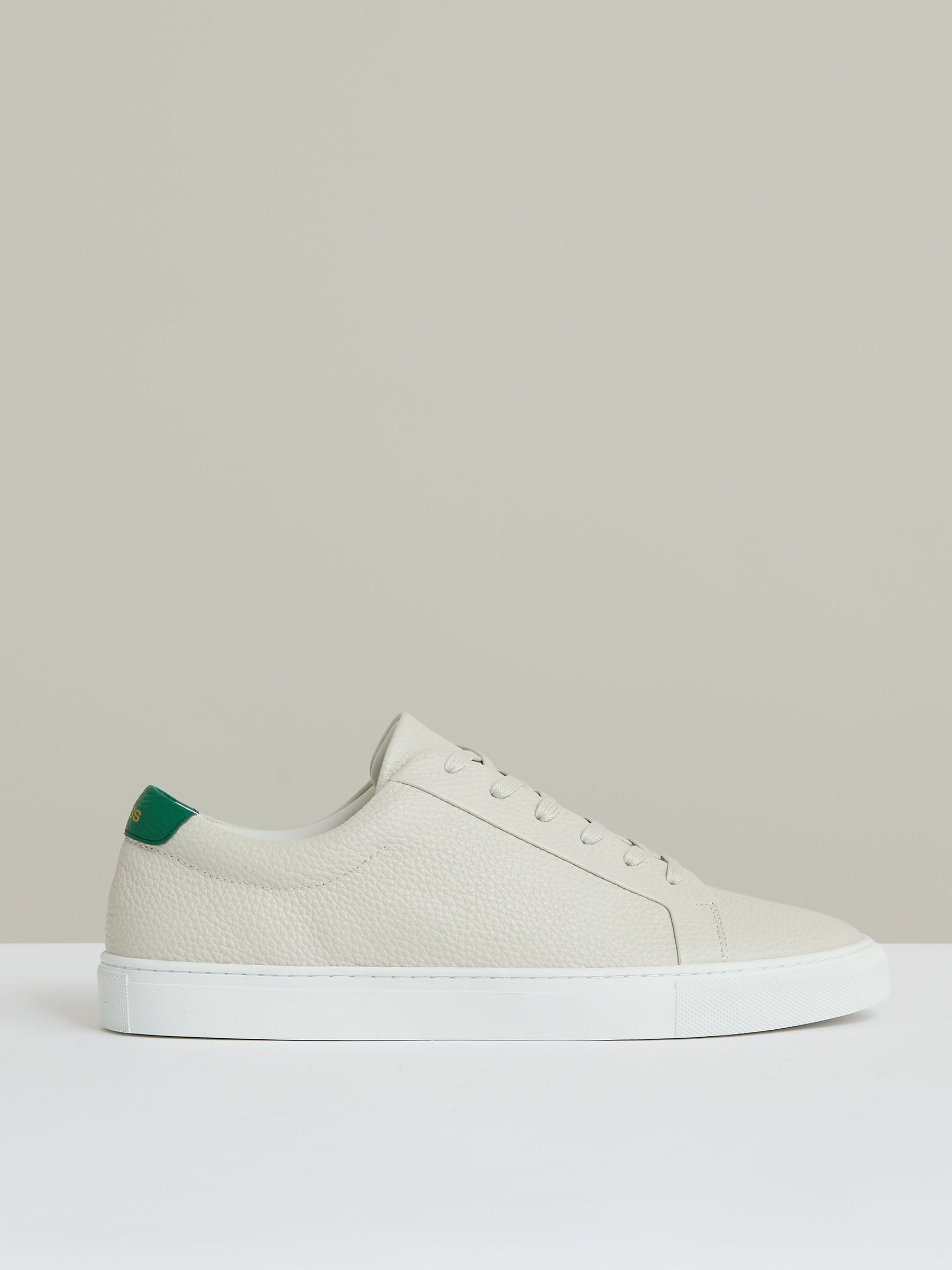 Tumbled-Leather Low-Top Trainers in Off White/Green (F97921) | €225