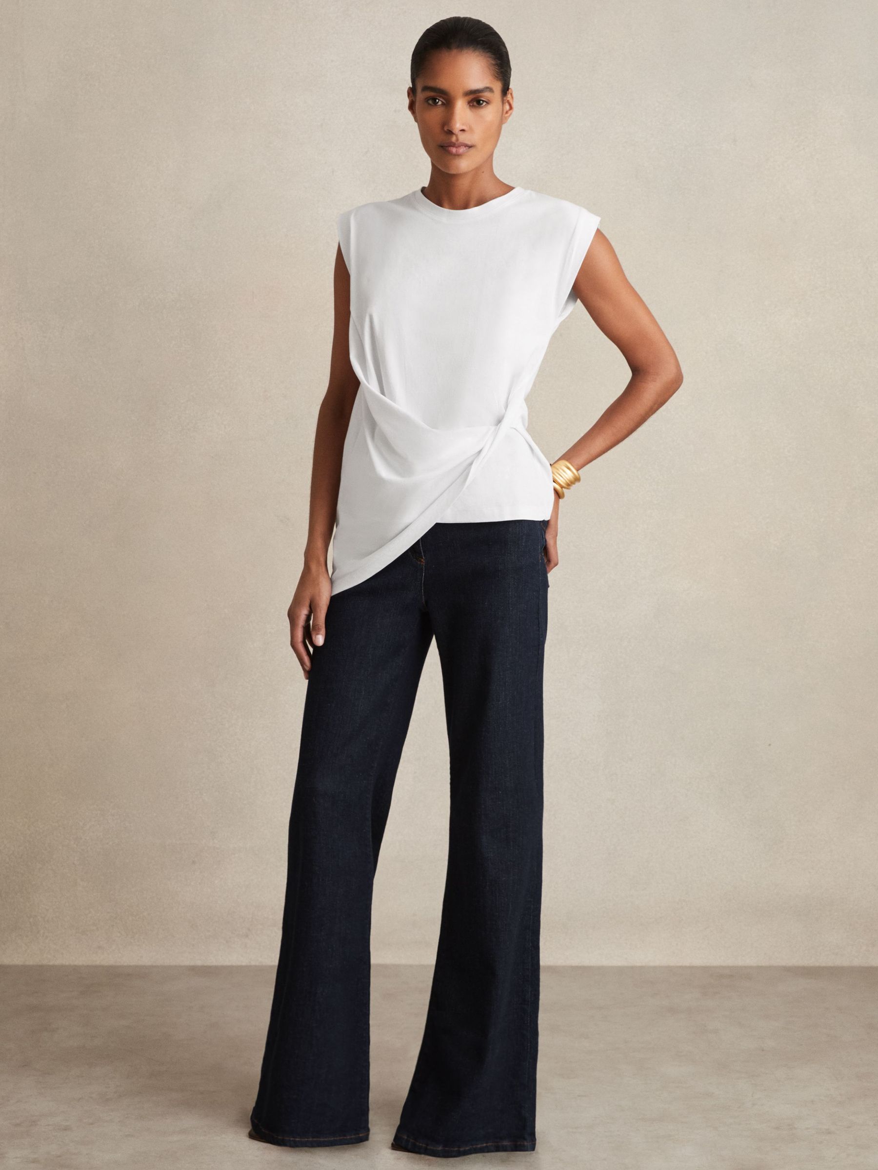 Cotton Drape T-Shirt in White (F97941) | US$65