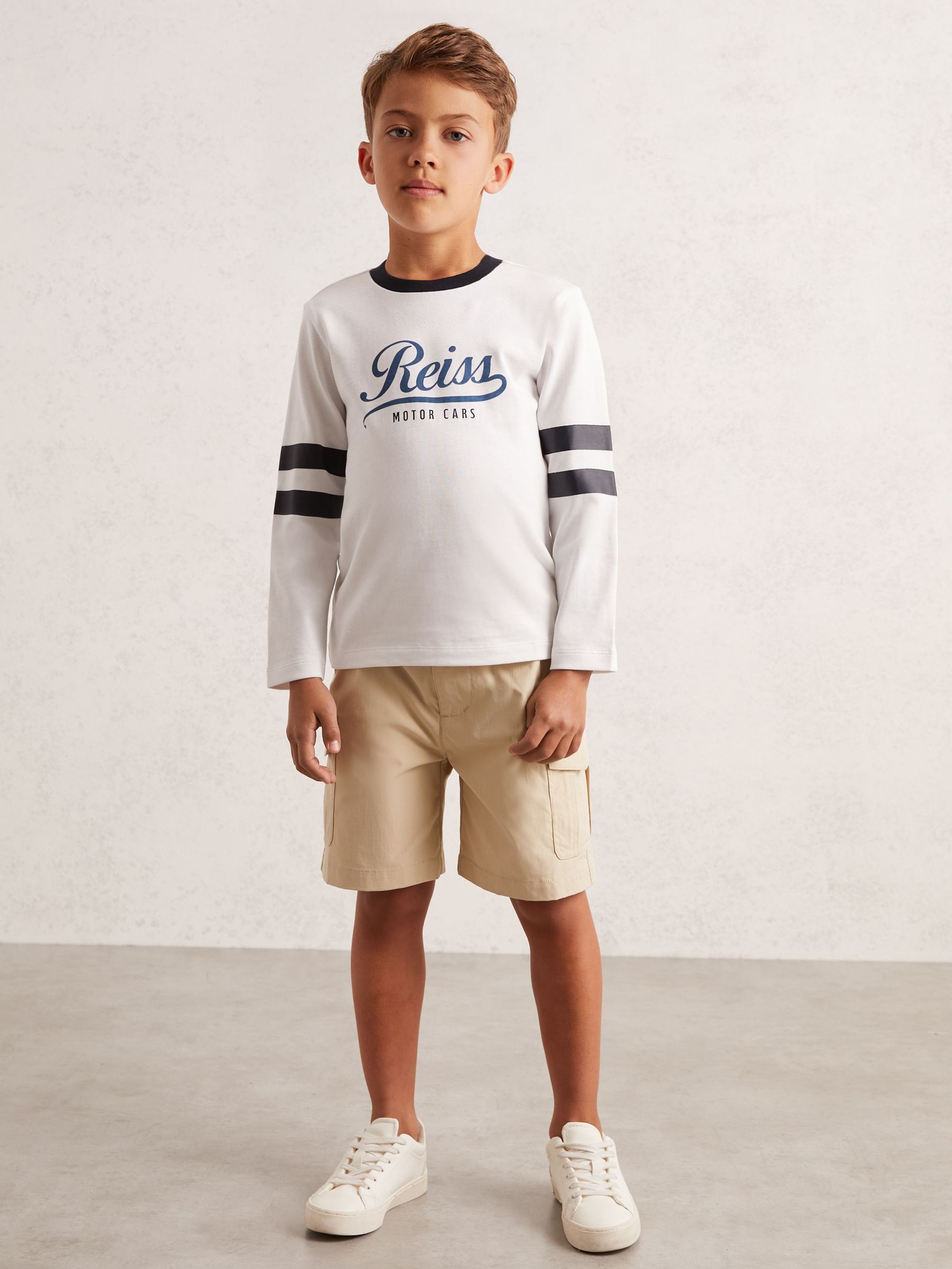 3-9 yrs Cotton Motor Cars Logo T-Shirt in White/Blue (F97954) | €30