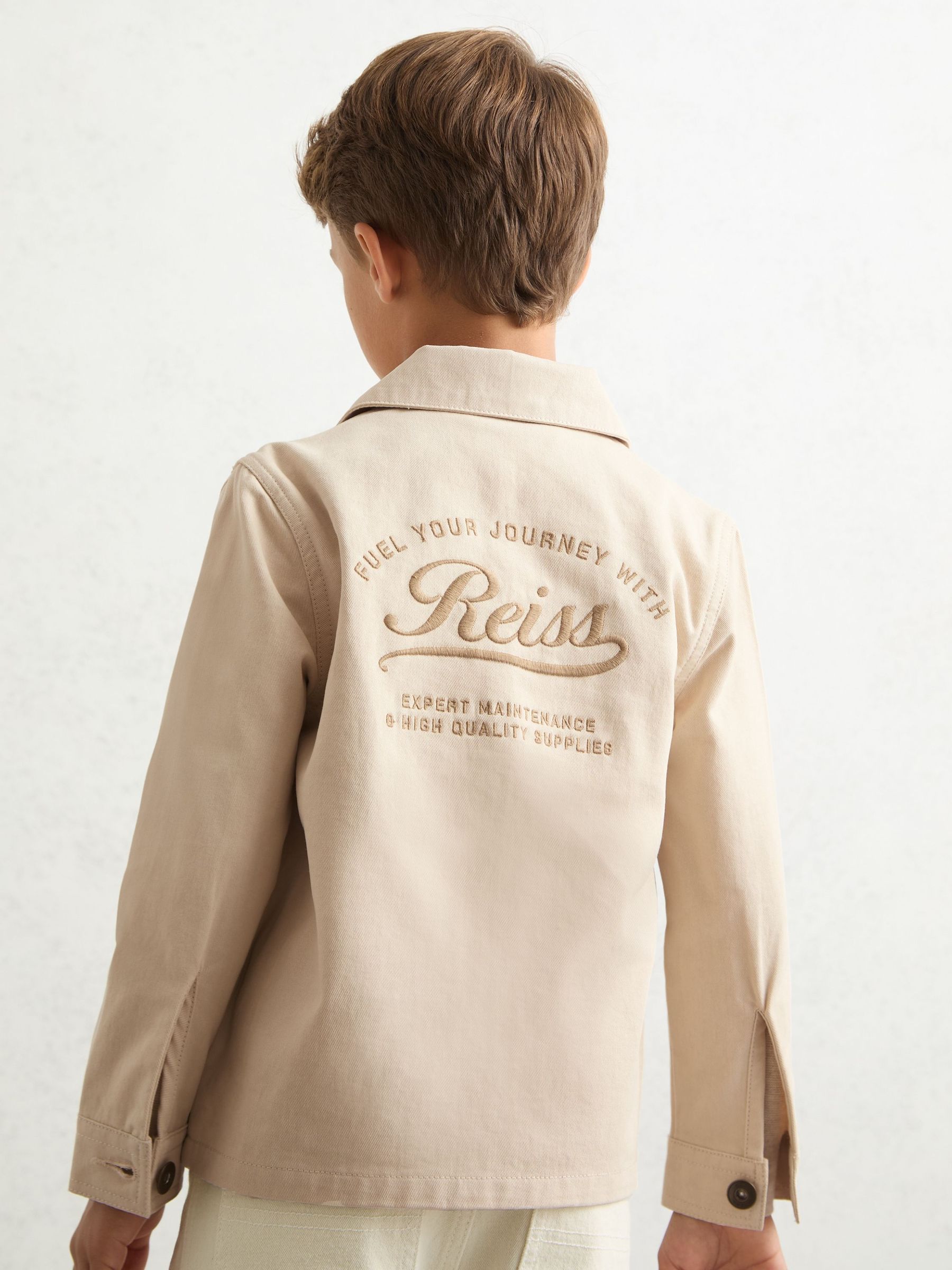 3-9 yrs Denim Motor Cars Overshirt in Off White (F97960) | CA$95