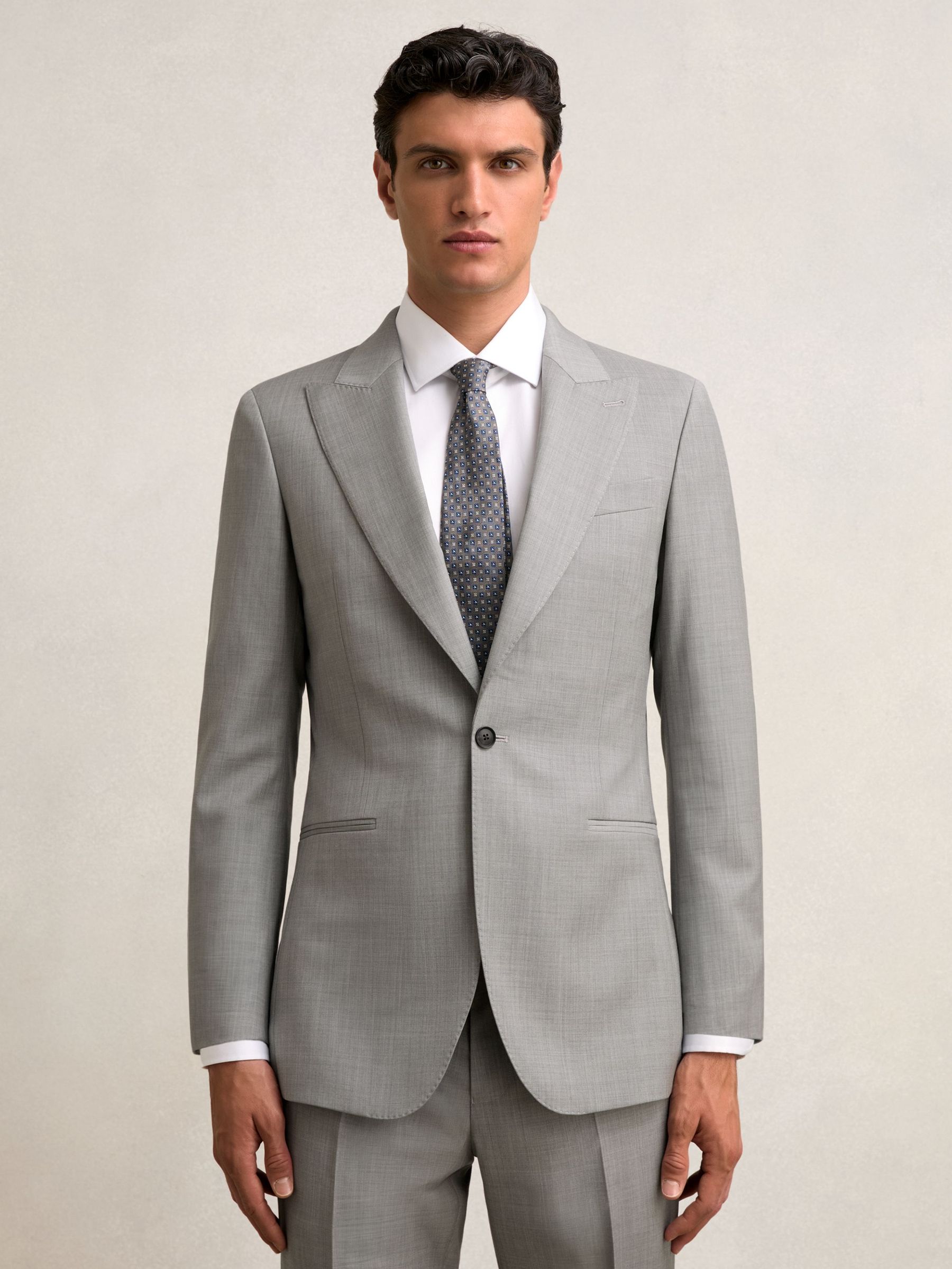 Slim-Fit Wool Single Breasted Suit Blazer in Mid Grey (F97977) | €470