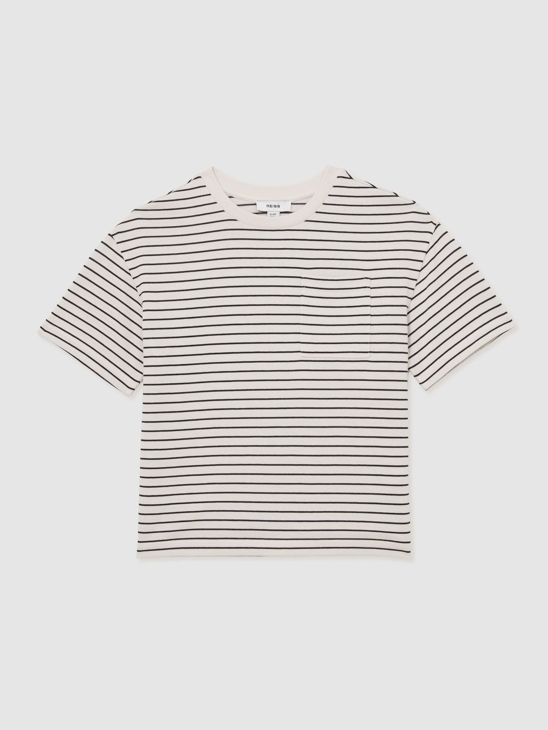13-14 yrs Cotton-Blend Stripe T-Shirt in White/Navy (F99400) | €30