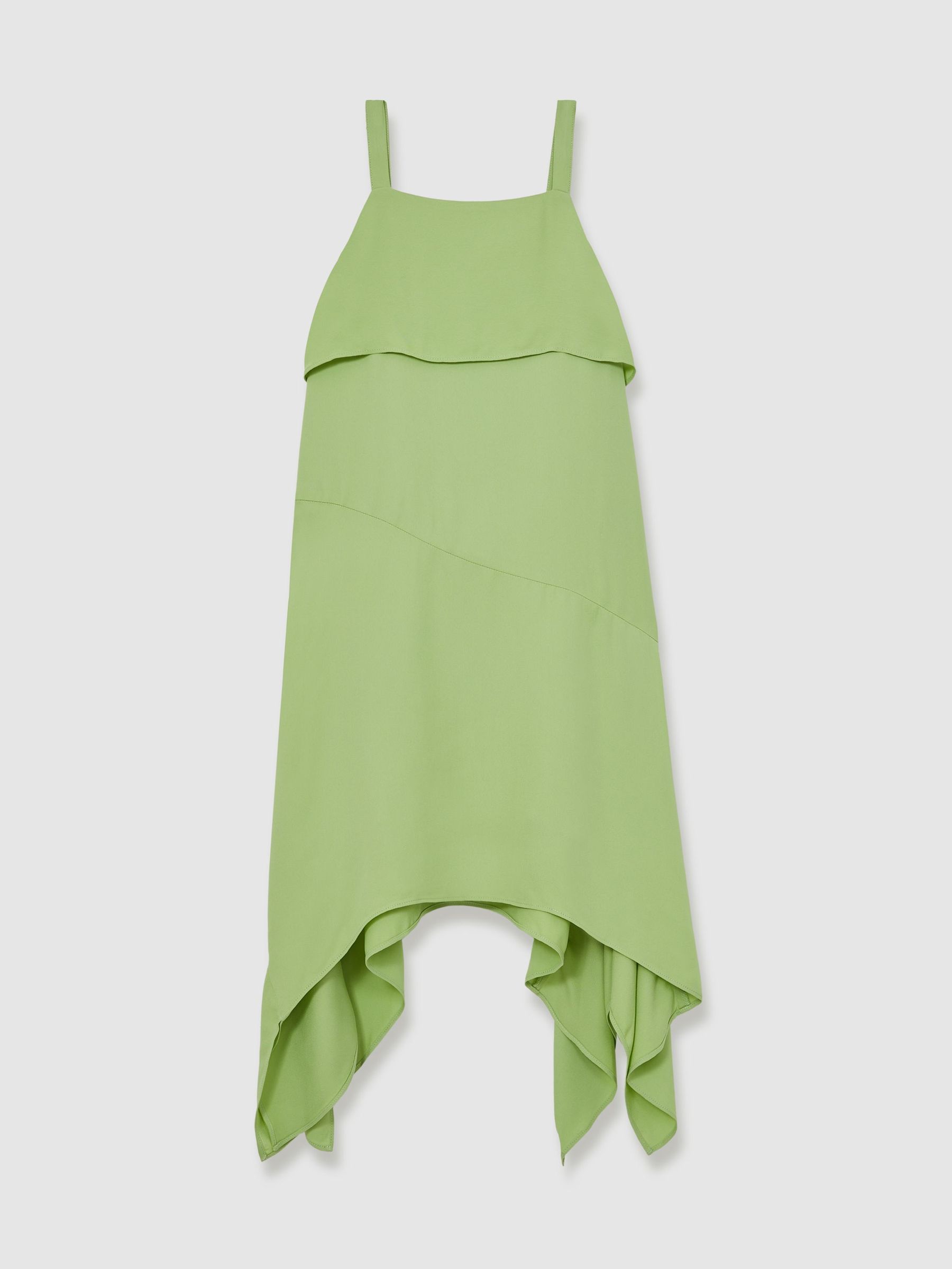 Handkerchief-Hem Sleeveless Dress in Green (F99401) | US$140