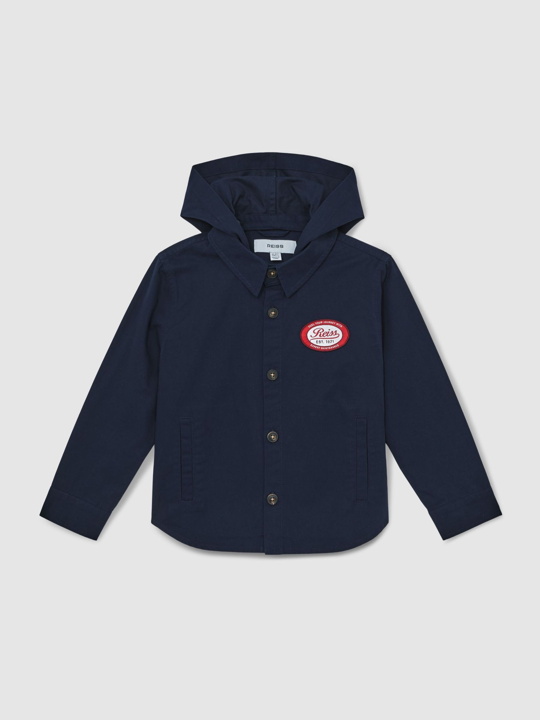 Cotton Removable-Hood Motor Cars Jacket in Navy (F99403) | SGD 125
