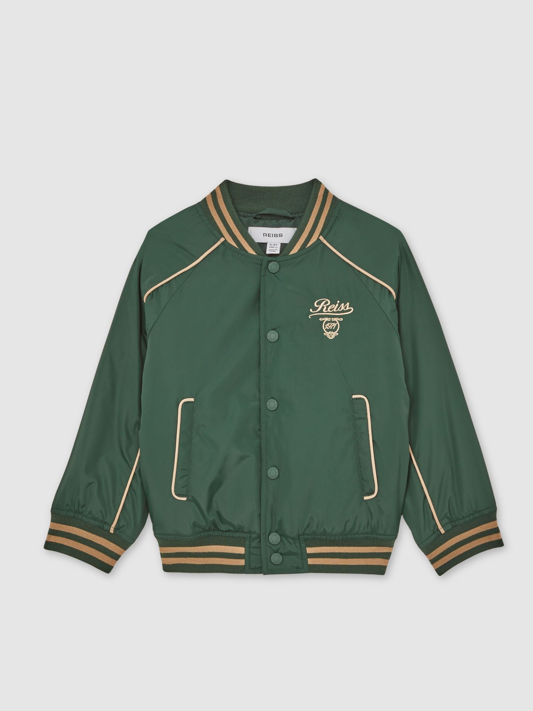 13-14 yrs Motor Cars Embroidered Bomber Jacket in Forest Green/Off White (F99406) | 415 QAR