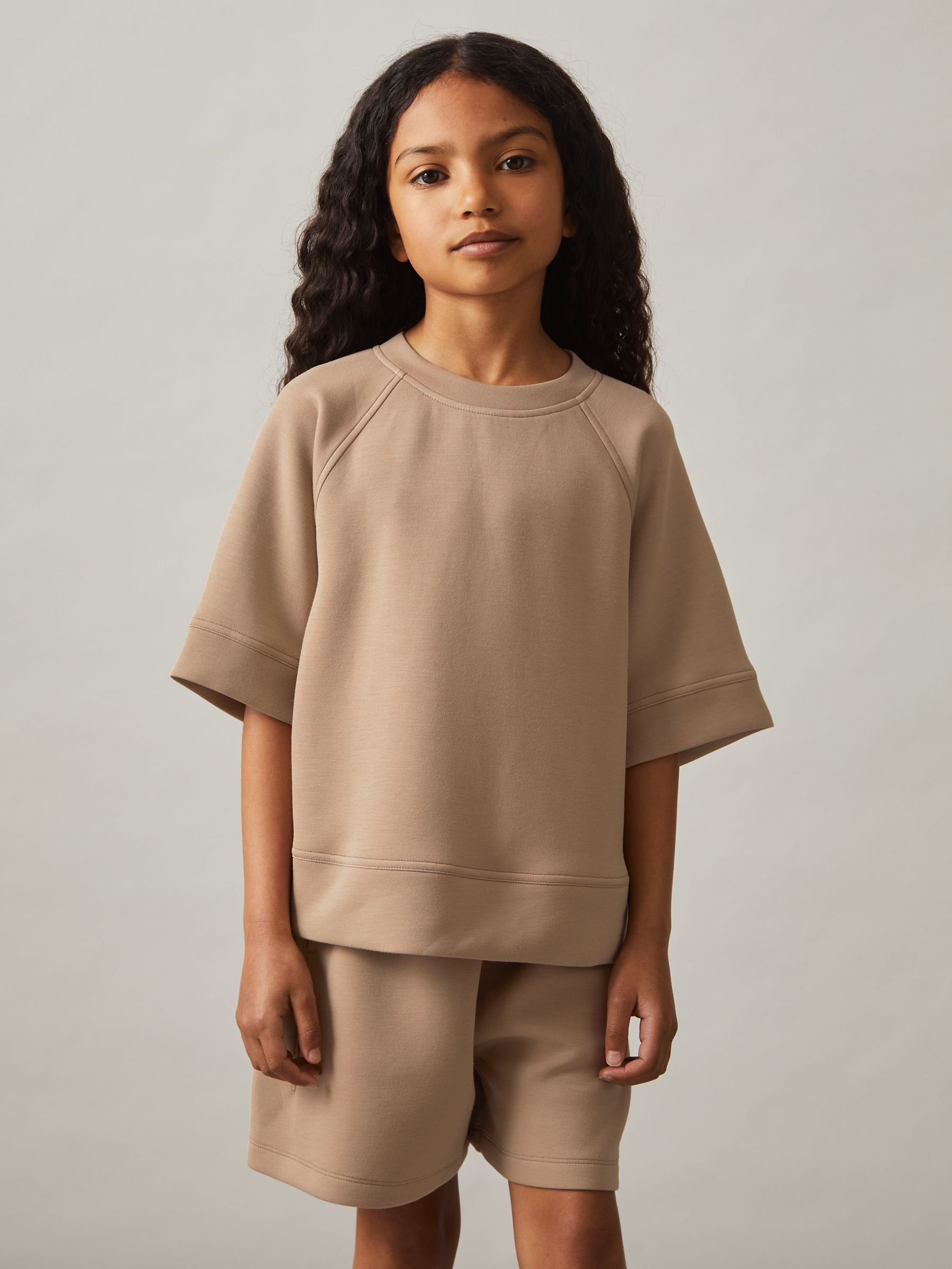 Modal-Blend Sweatshirt And Shorts Set in Mink (F99407) | €95