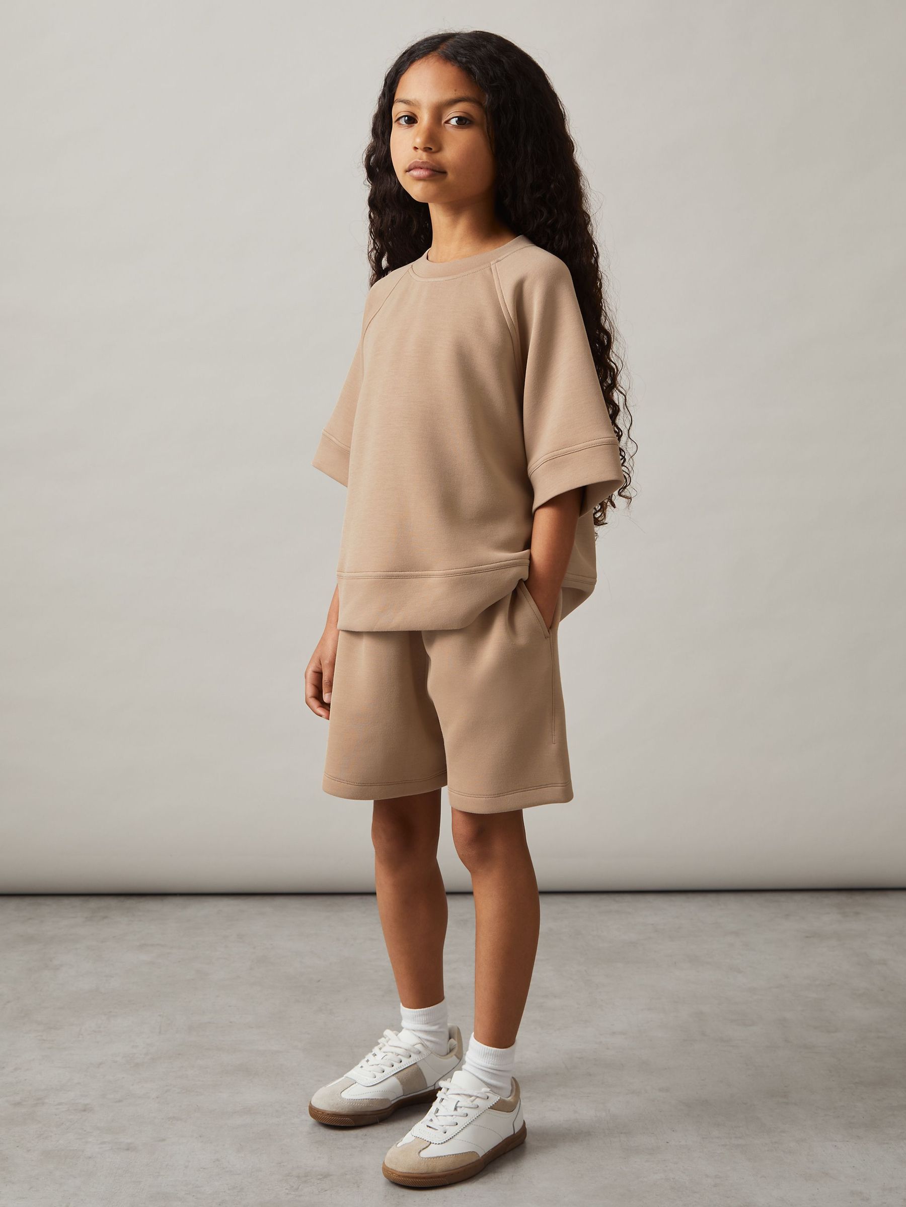 Modal-Blend Sweatshirt And Shorts Set in Mink (F99408) | €95