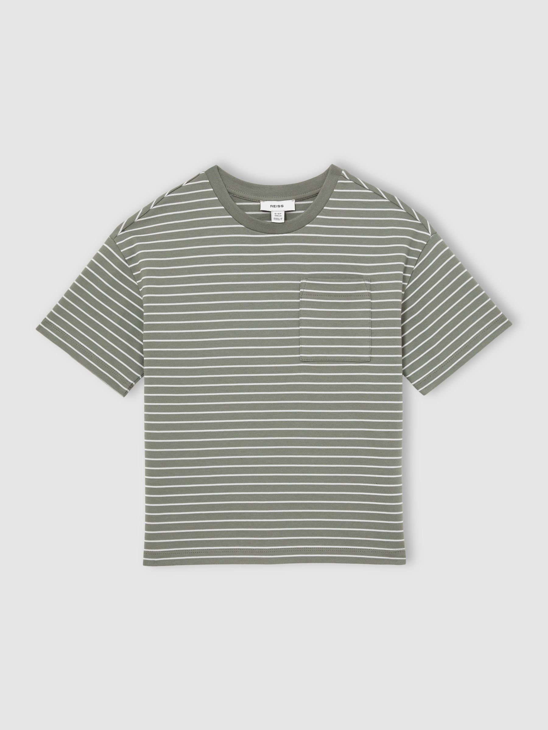 13-14 yrs Cotton-Blend Stripe T-Shirt in Sage/White (F99415) | €30