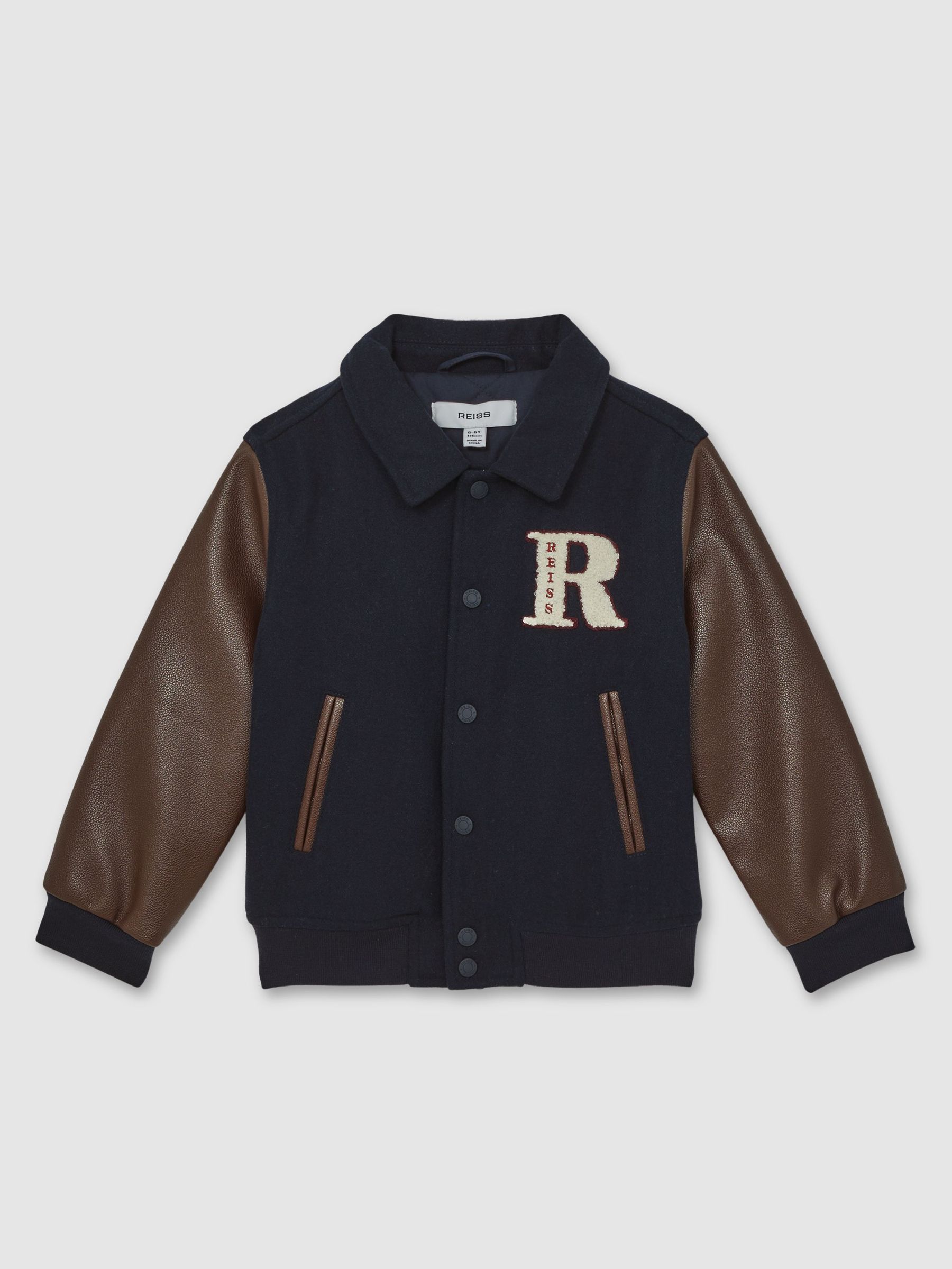 13-14 yrs Motor Cars Press-Stud Bomber Jacket in Navy/Brown (F99419) | €115