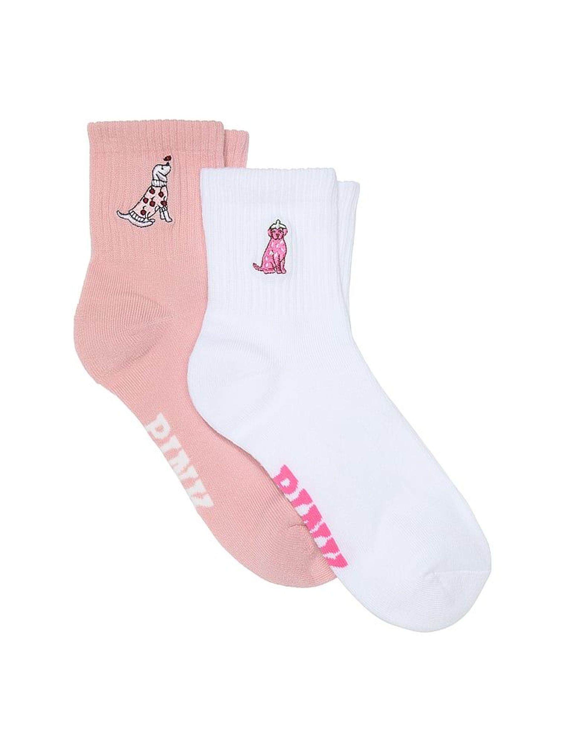 Dusk Pink/Optic White 2 Pack Quarter Socks (G00093) | €17