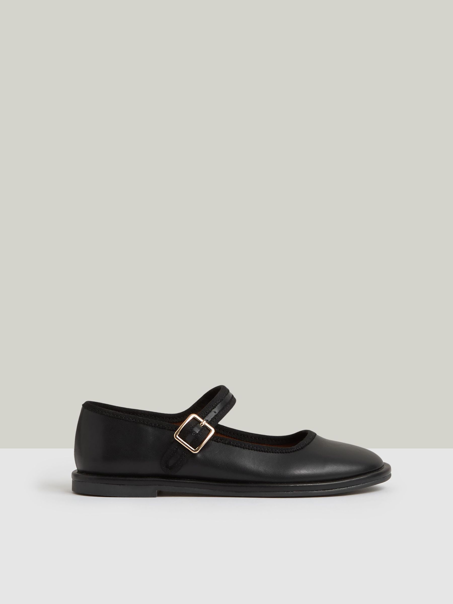 Leather Mary Jane Ballet Pumps in Black (G00302) | HK$790