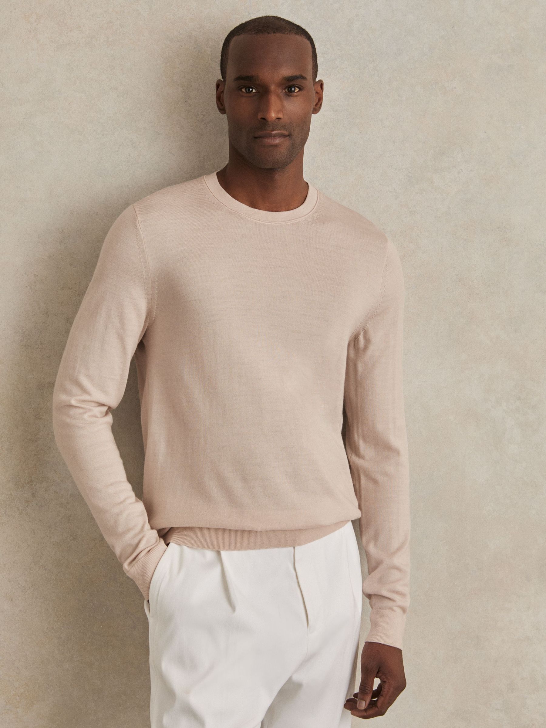 Merino-Wool Crew-Neck Jumper in Beige (G00354) | €115