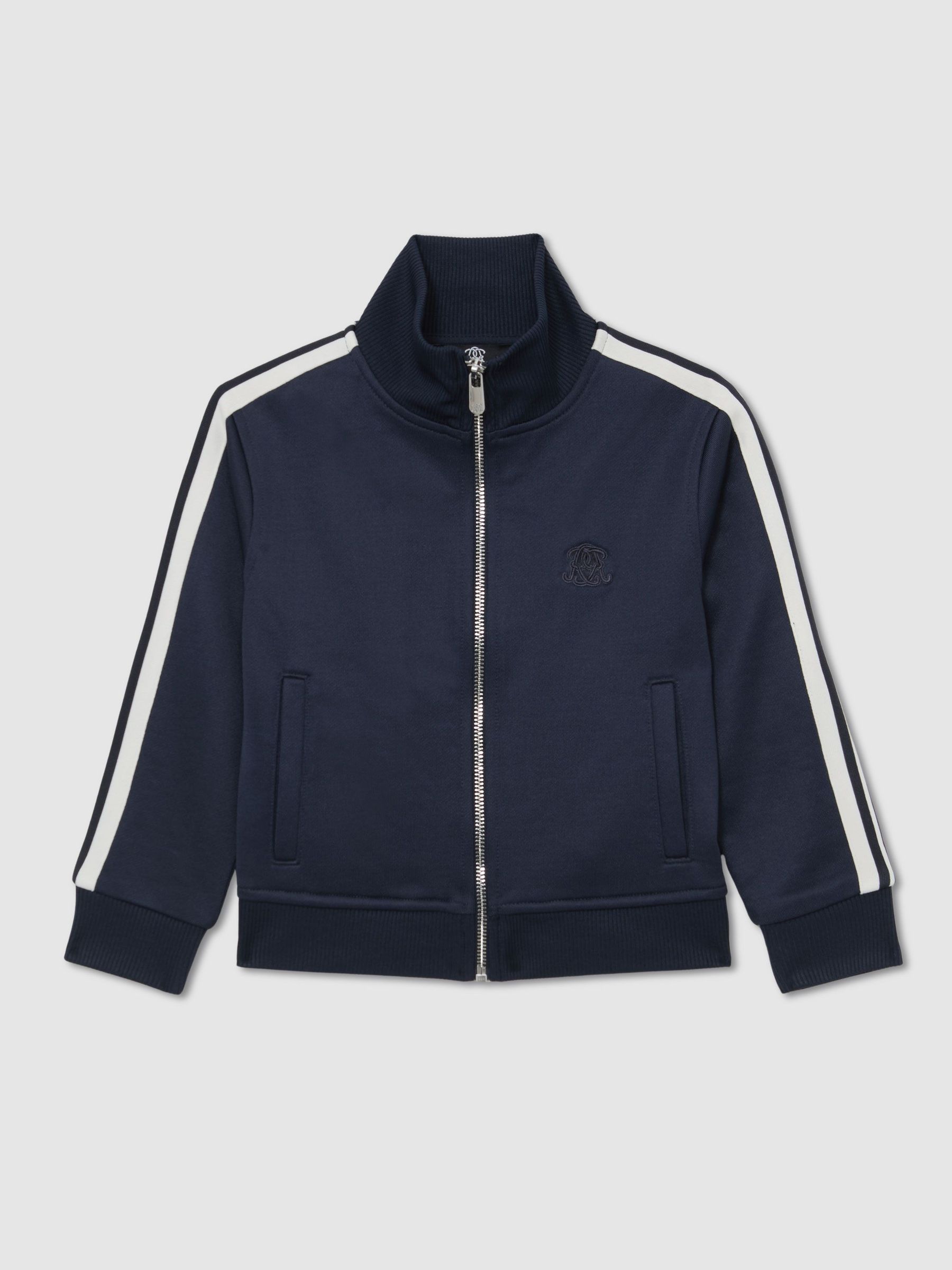 13-14 yrs Monogram Side-Stripe Track Jacket in Navy Blue (G07075) | $90