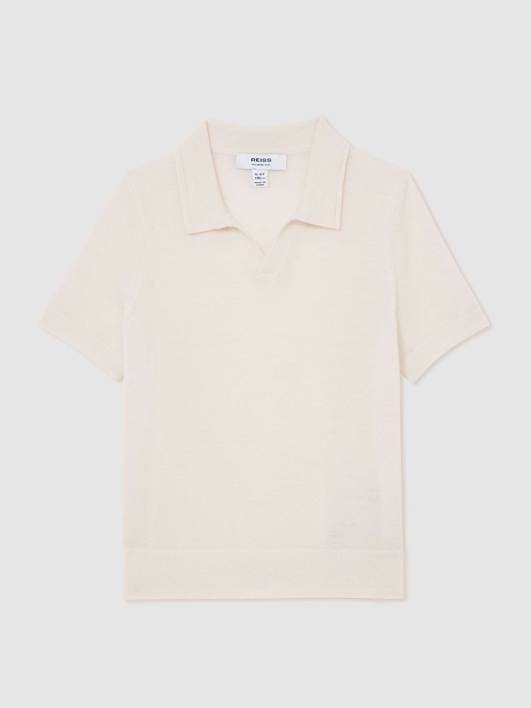 Merino Wool Open-Collar Polo Shirt in Snow White (G07082) | $65