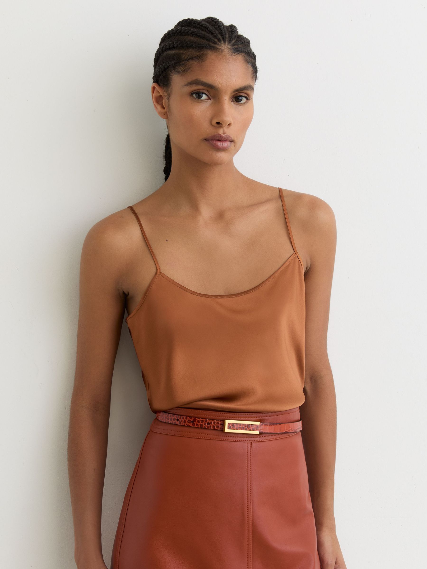 Silk Cami Top in Rust Orange (G09145) | $170