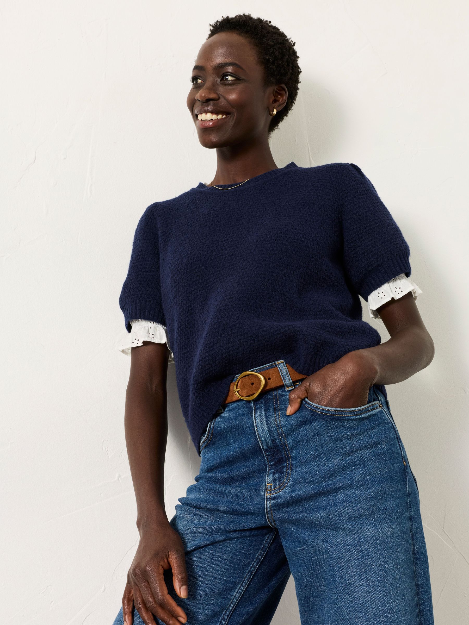 Sadie Navy Knitted TShirt (G12956) | €64.50