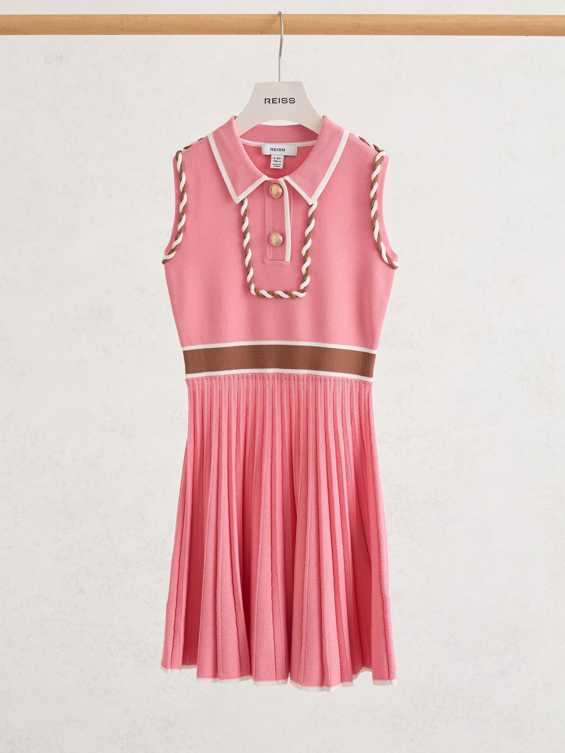 Piped Sleeveless Knitted Dress in Coral (G15157) | 410 SAR